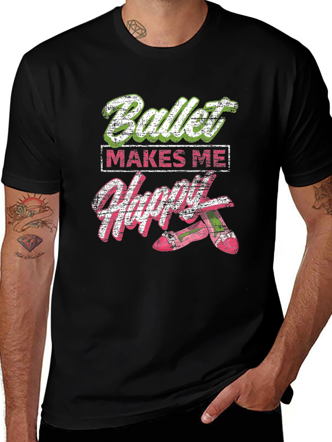 Black Ballet Makes Me Happy T-Shirt main image