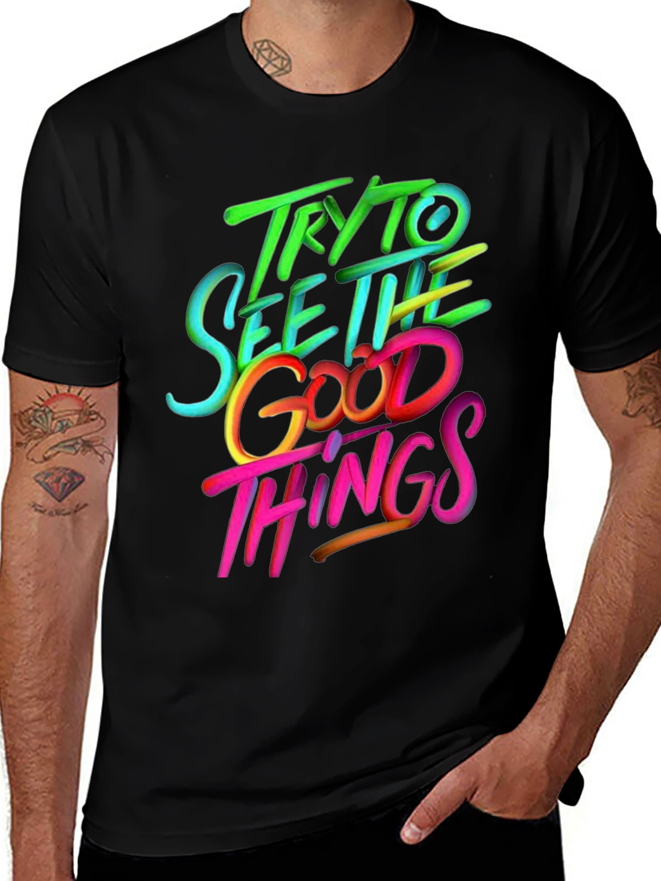 Variant 16 of Try to See the Good Things Graphic T-Shirt