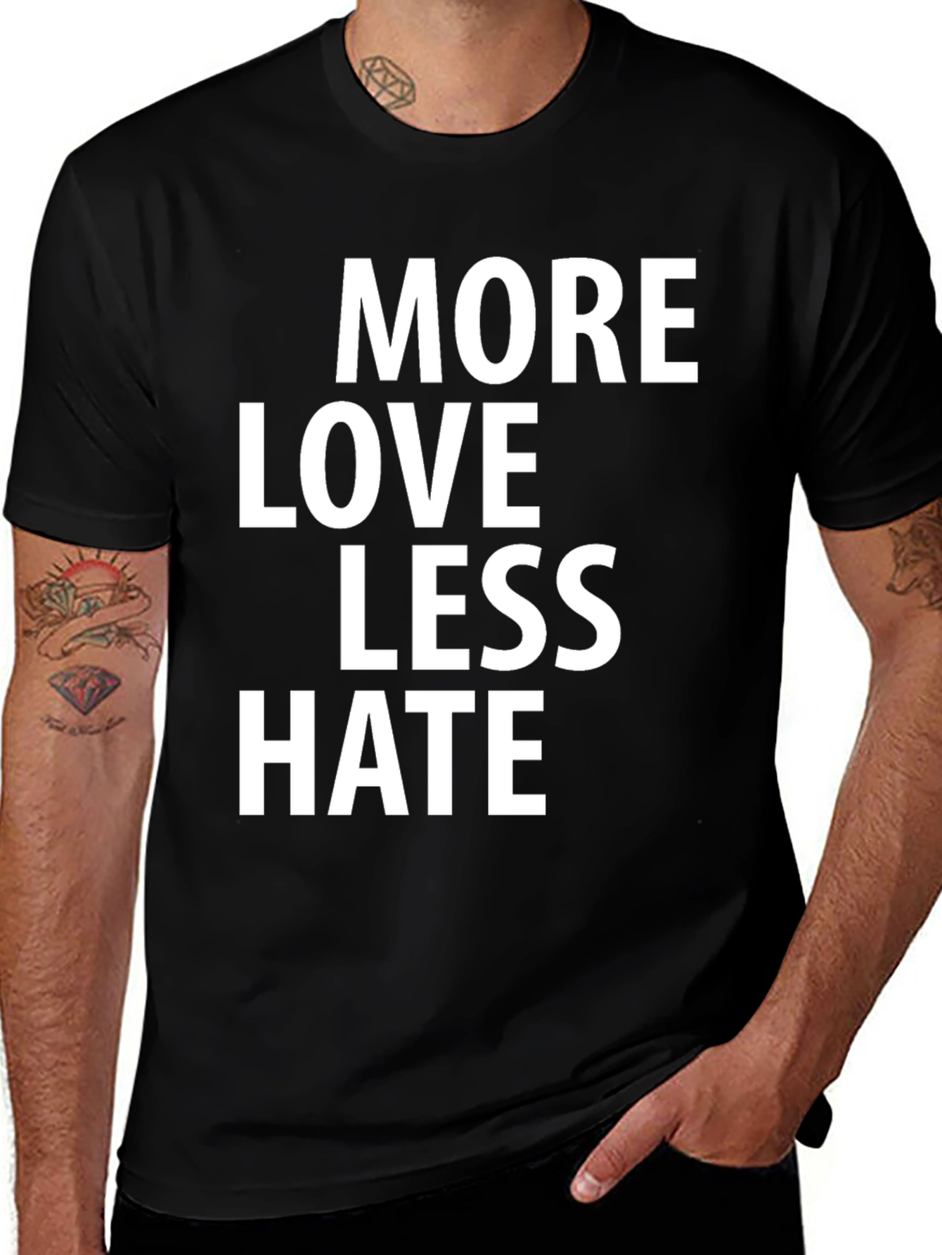 Variant 13 of More Love Less Hate Graphic Tee - Black