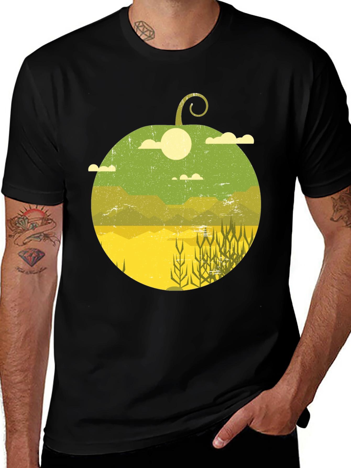 Variant 29 of Nature Scene Graphic Tee - Black Casual T-Shirt