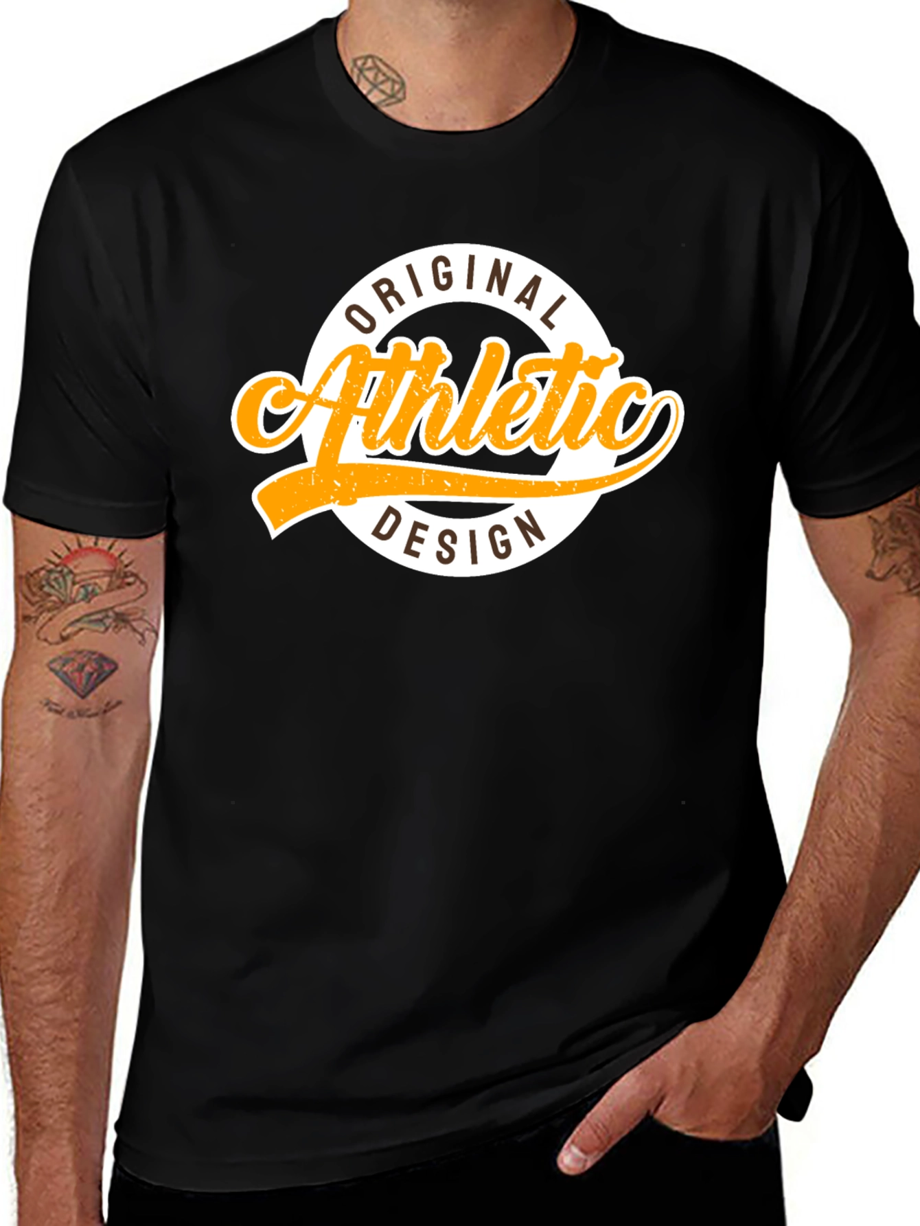 Variant 25 of Athletic Design T-Shirt - Black Cotton Tee