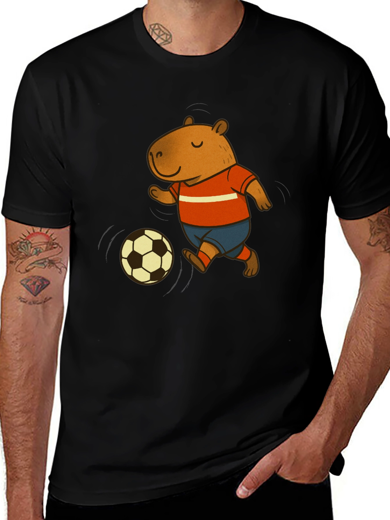 Variant 16 of Capybara Soccer T-Shirt - Fun Graphic Tee