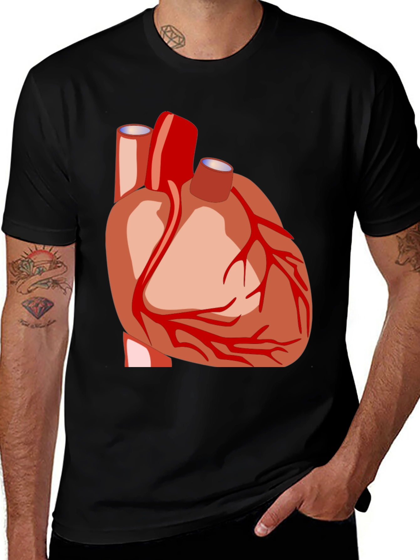 Variant 23 of Anatomical Heart Graphic Black T-Shirt