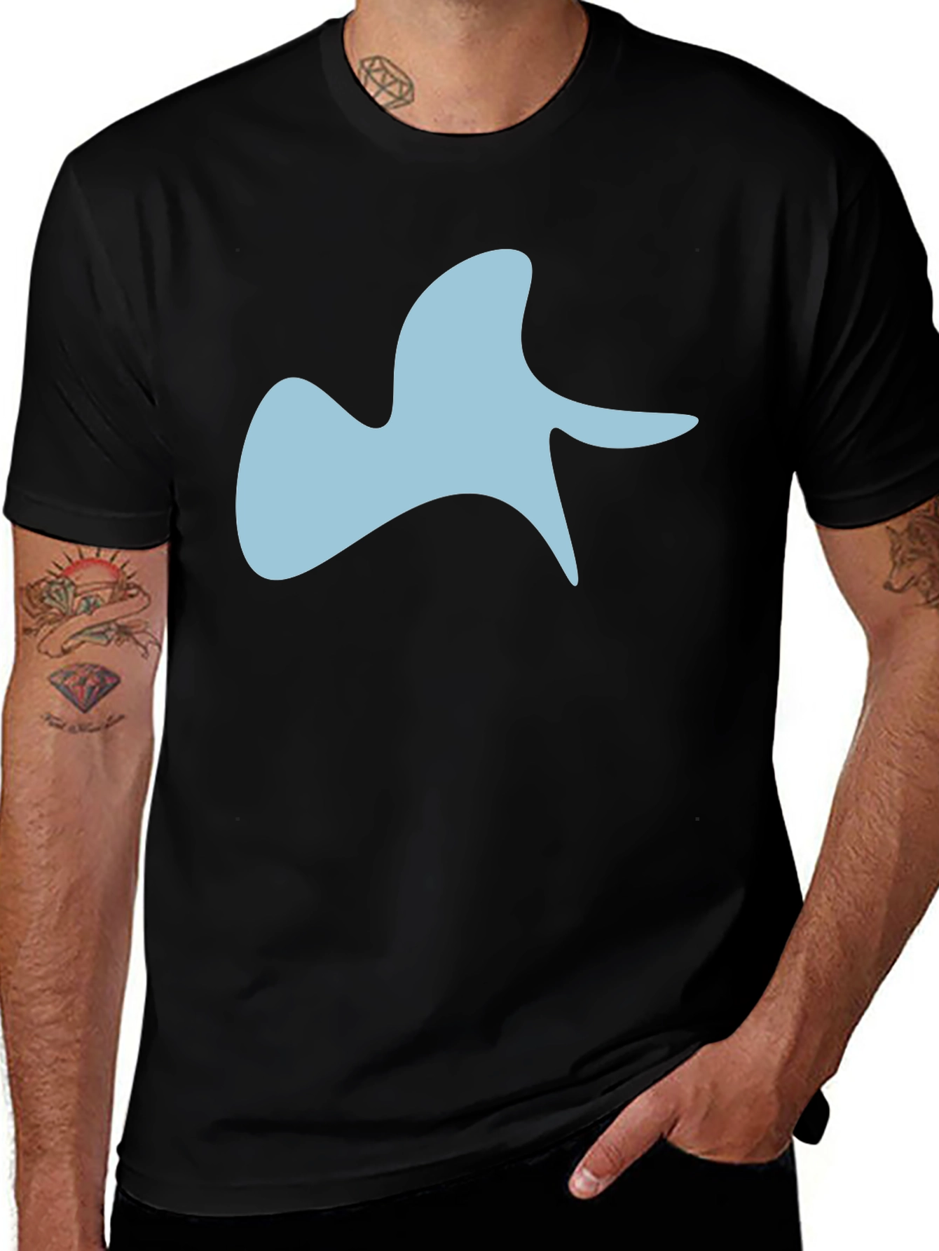 Variant 8 of Abstract Blue Graphic Black T-Shirt