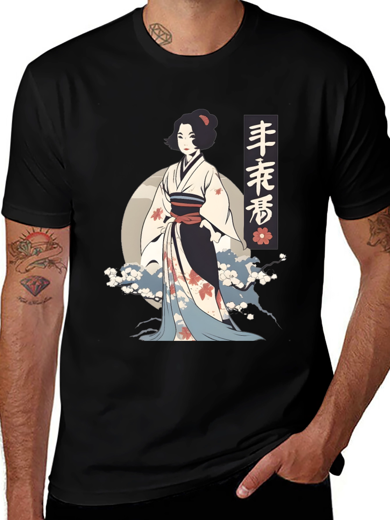 Geisha Graphic Tee - Artistic Japanese Style