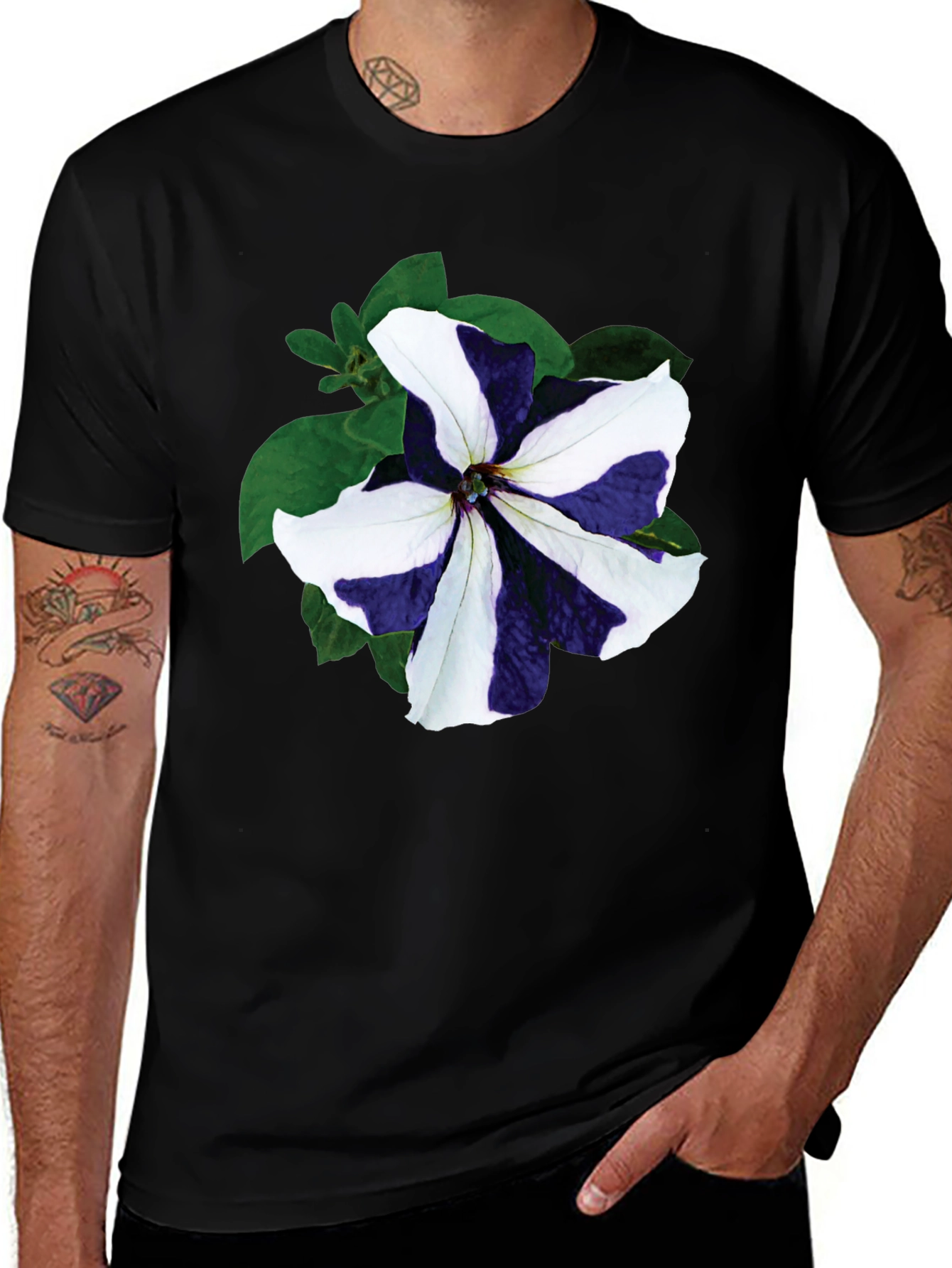 Variant 17 of Black T-Shirt with Floral Print