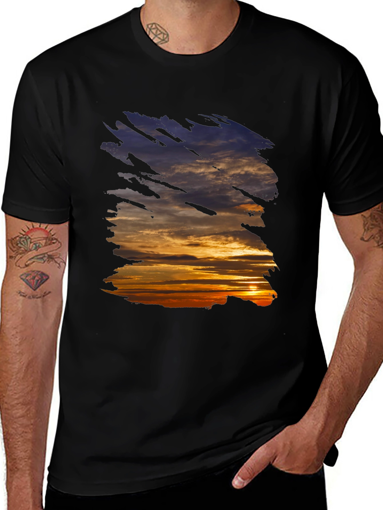 Variant 17 of Sunset Sky Graphic Black T-Shirt