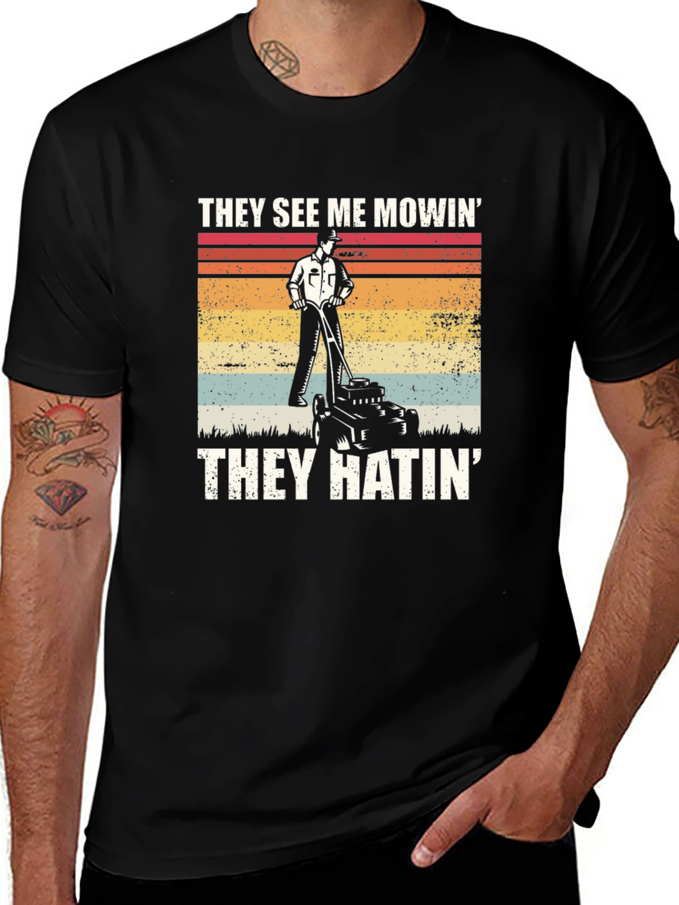 Variant 14 of They See Me Mowin' T-Shirt Funny Lawn Mower Tee