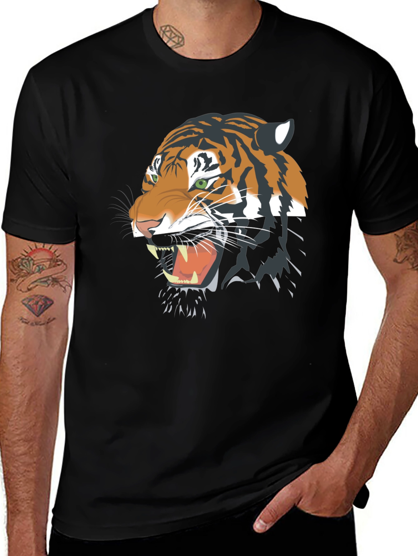 Variant 26 of Roaring Tiger Graphic Black T-Shirt