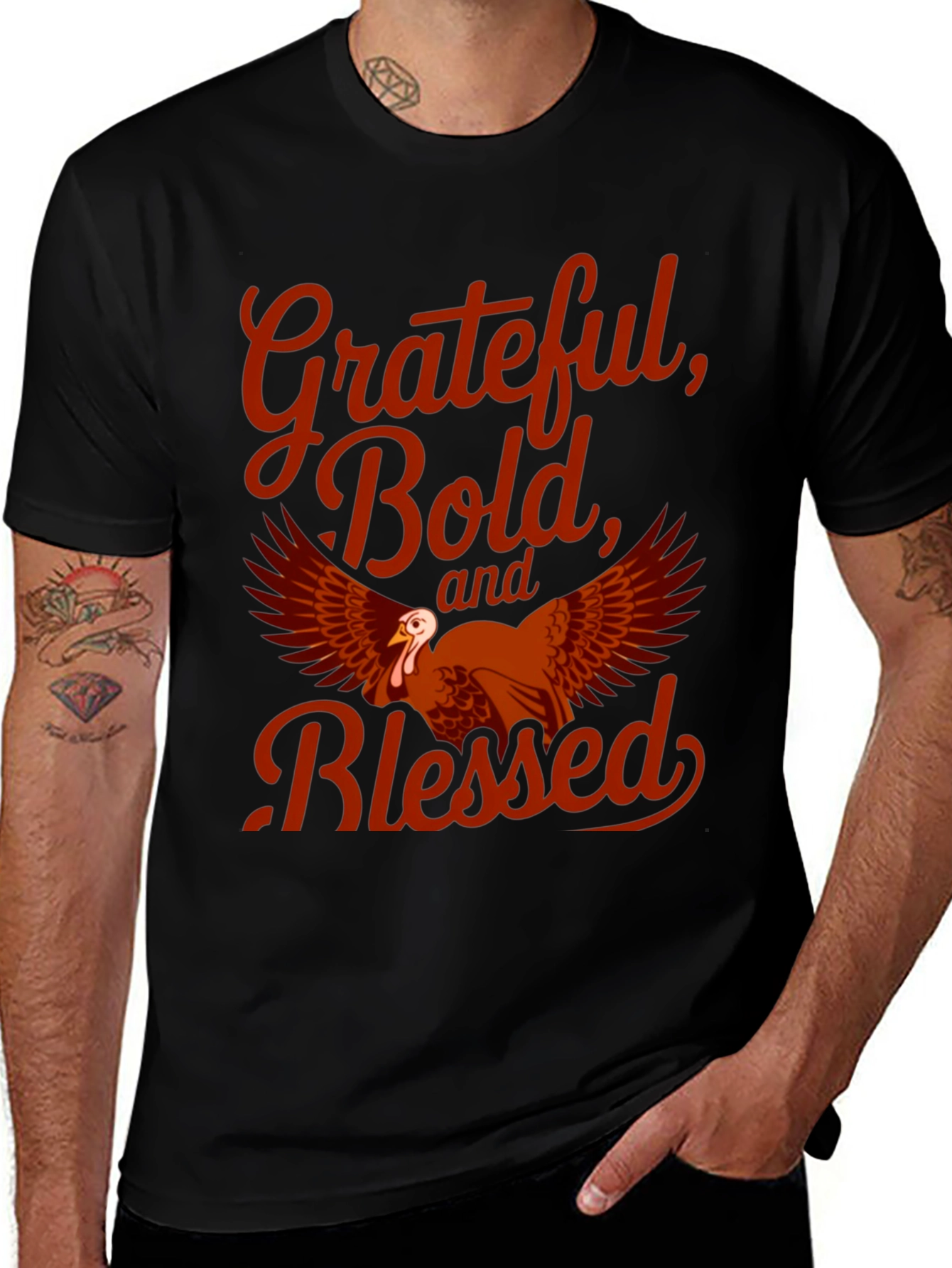 Grateful Bold Blessed Thanksgiving T-Shirt