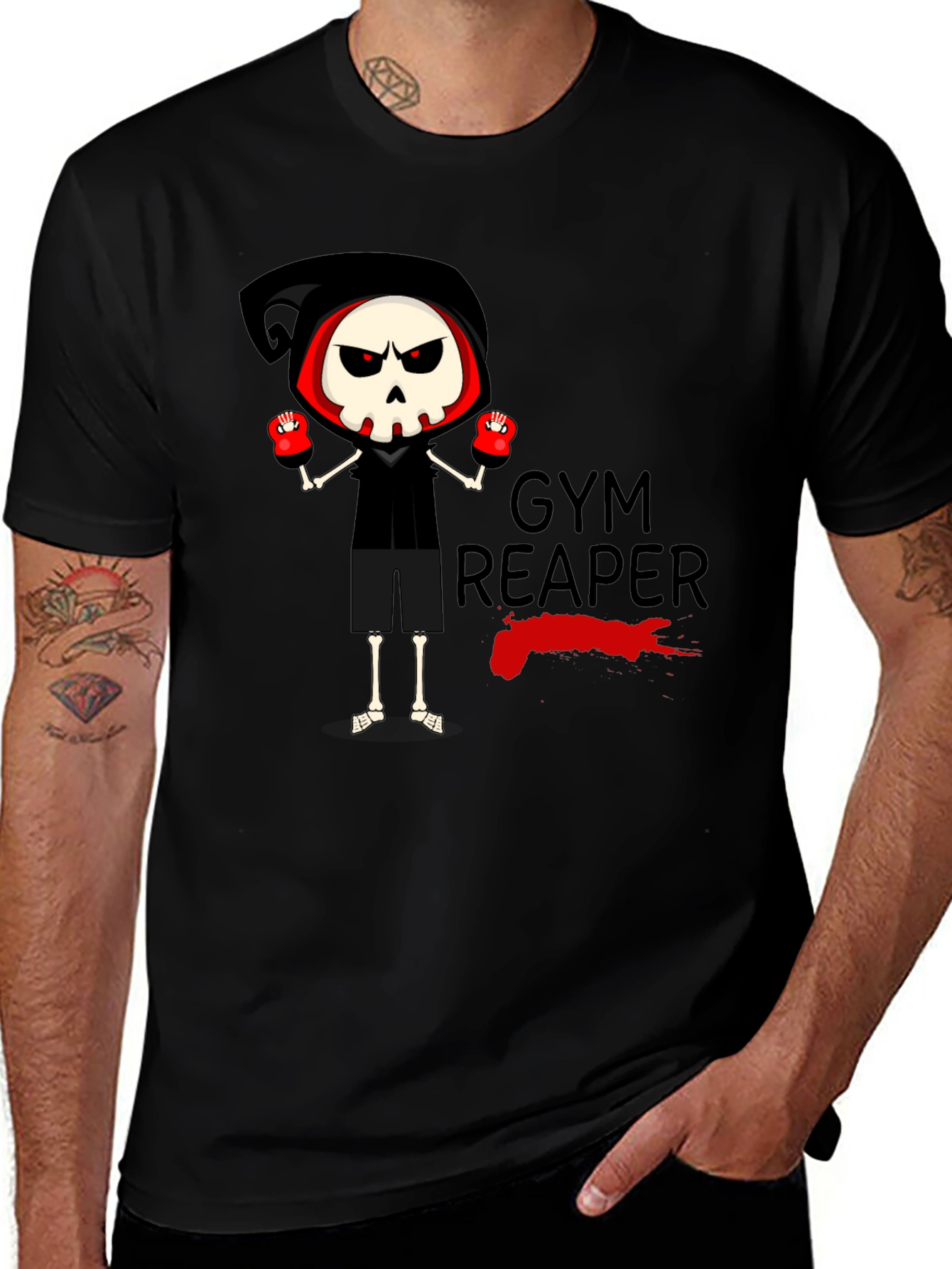 Variant 17 of Gym Reaper Graphic Tee - Skeleton Boxer Design