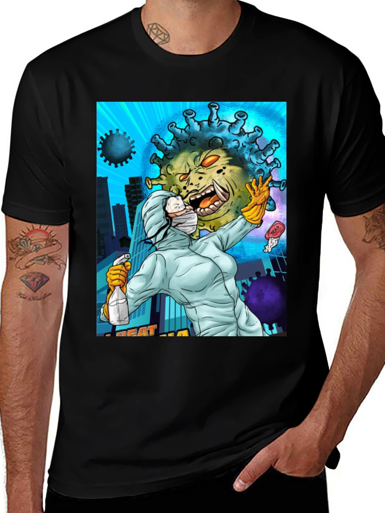 Variant 30 of Beat the Virus T-Shirt - Black