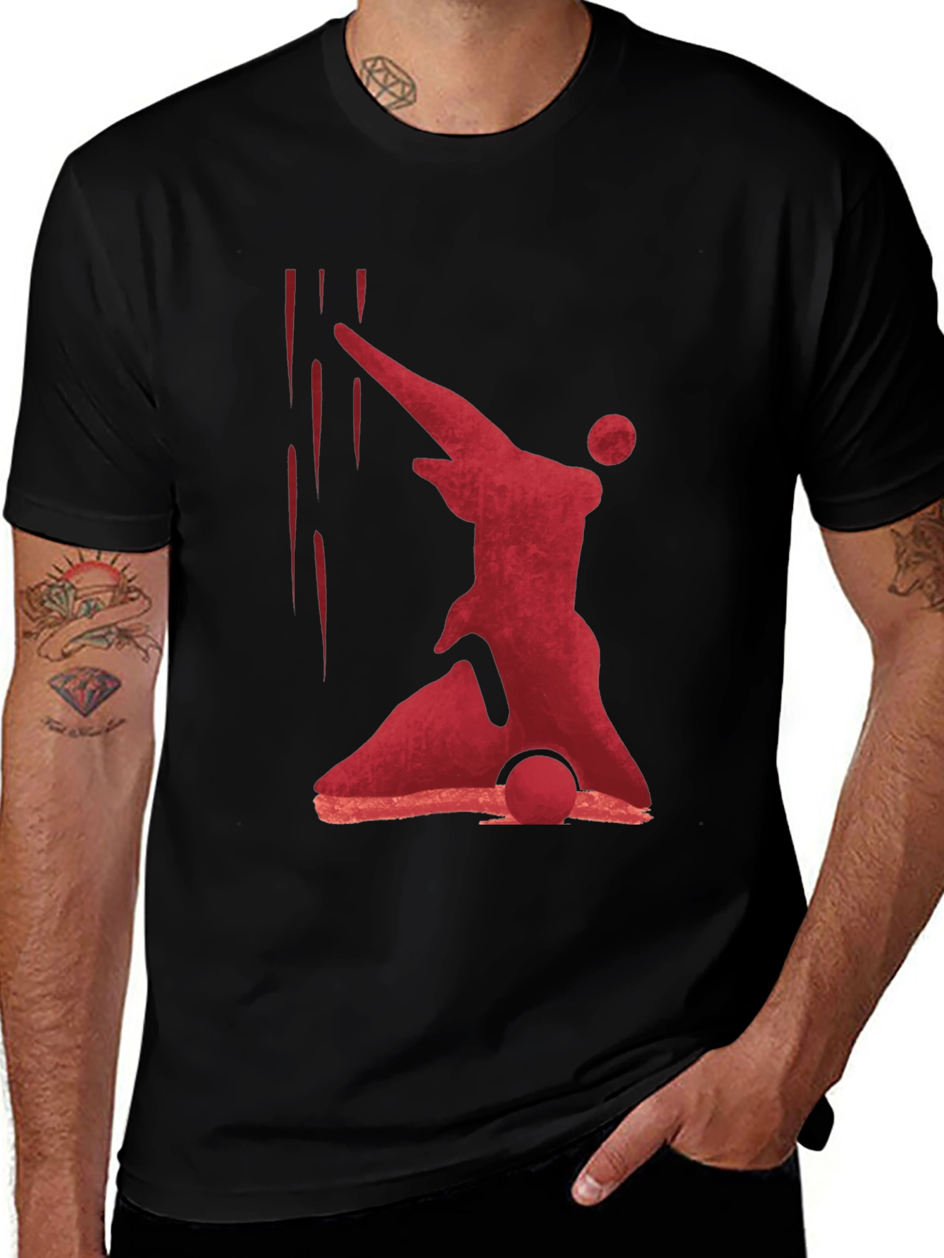 Variant 30 of Abstract Red Figure Black T-Shirt