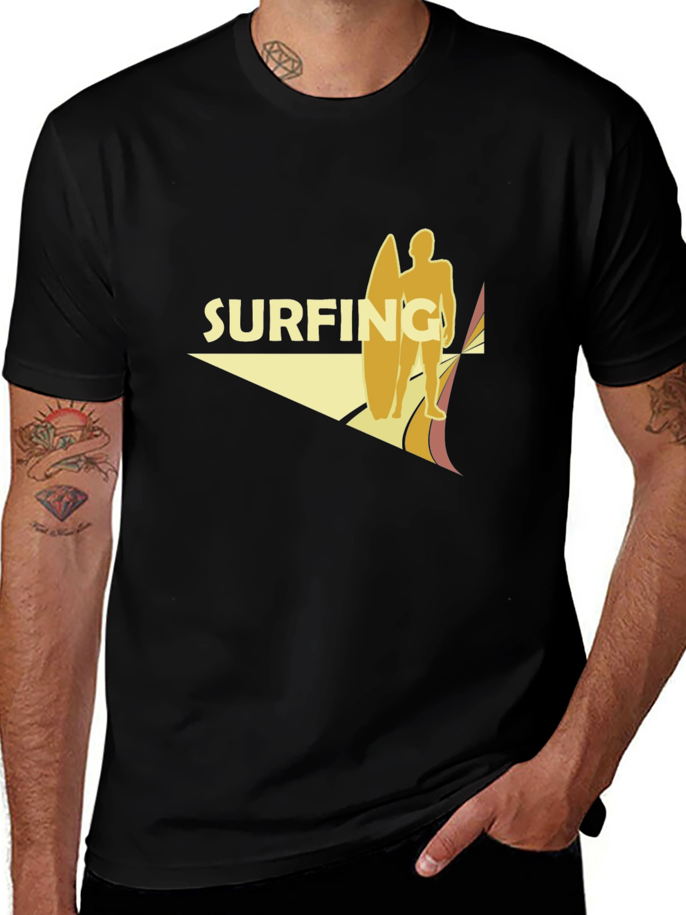 Variant 17 of Surfing Graphic T-Shirt - Retro Style