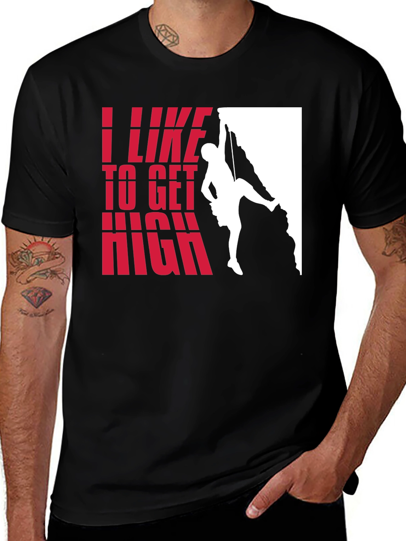 Variant 6 of I Like to Get High Rock Climbing T-Shirt