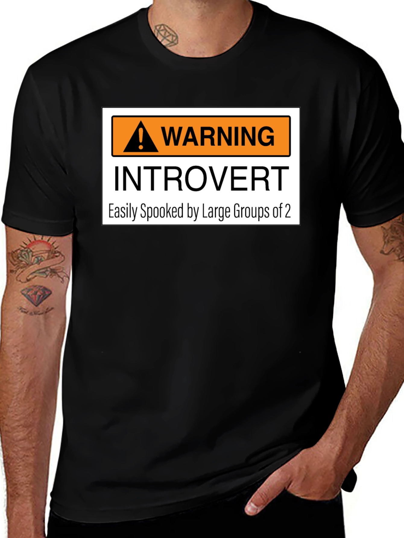 Variant 26 of Introvert Warning Graphic Tee - Easily Spooked