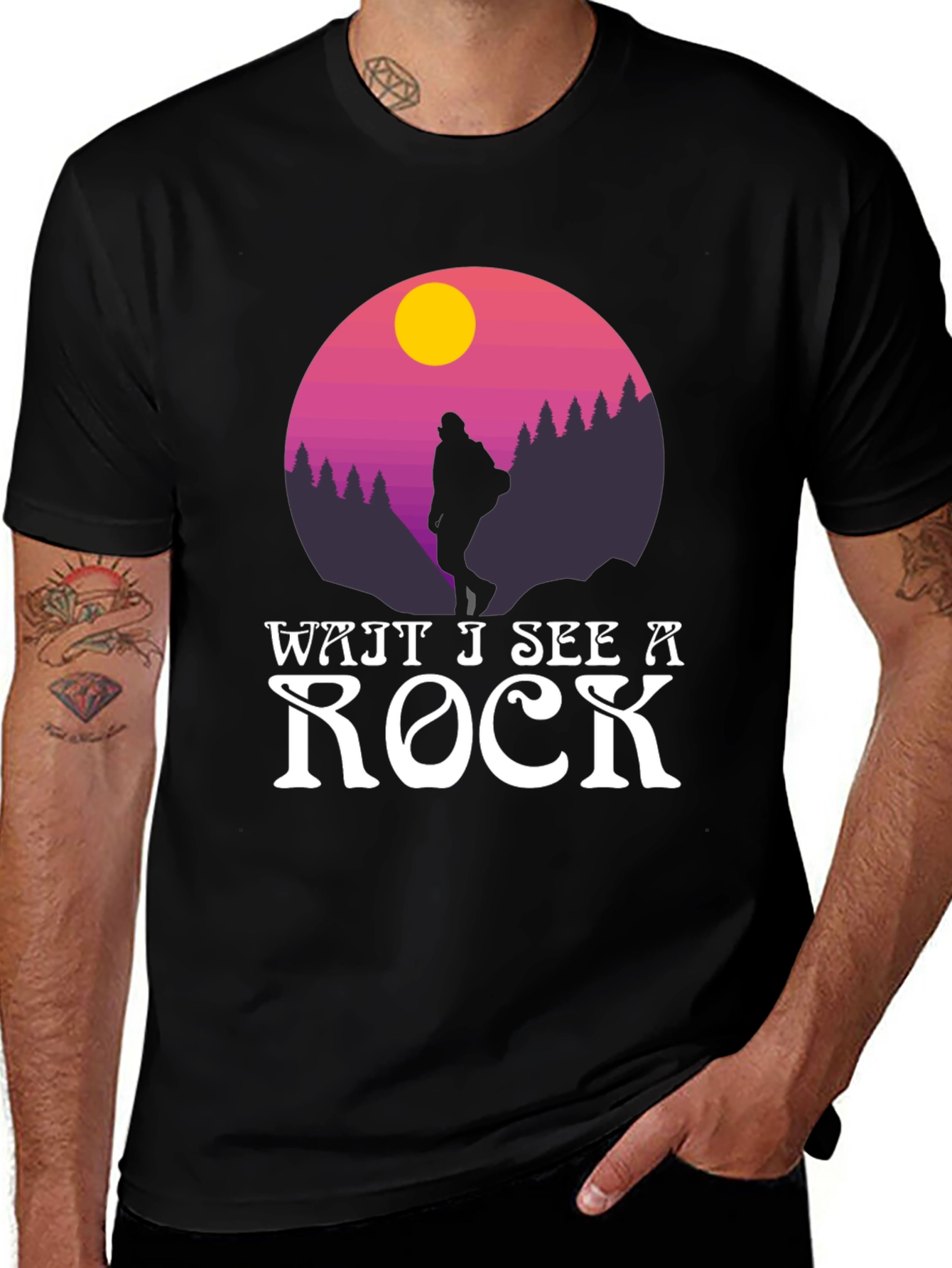 Variant 22 of Wait I See A Rock T-Shirt: Hiker Design