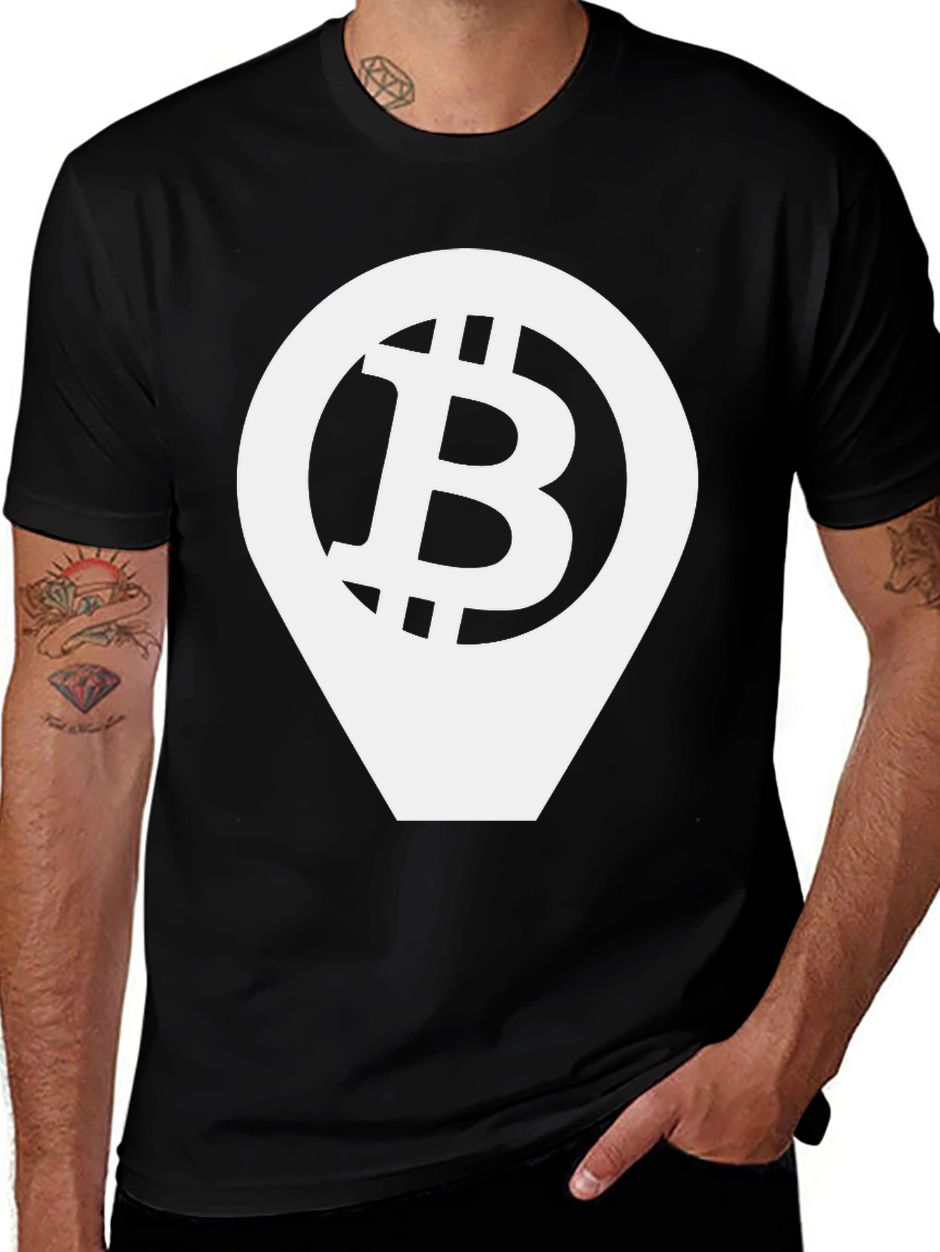Variant 17 of Bitcoin Location Pin Black T-Shirt