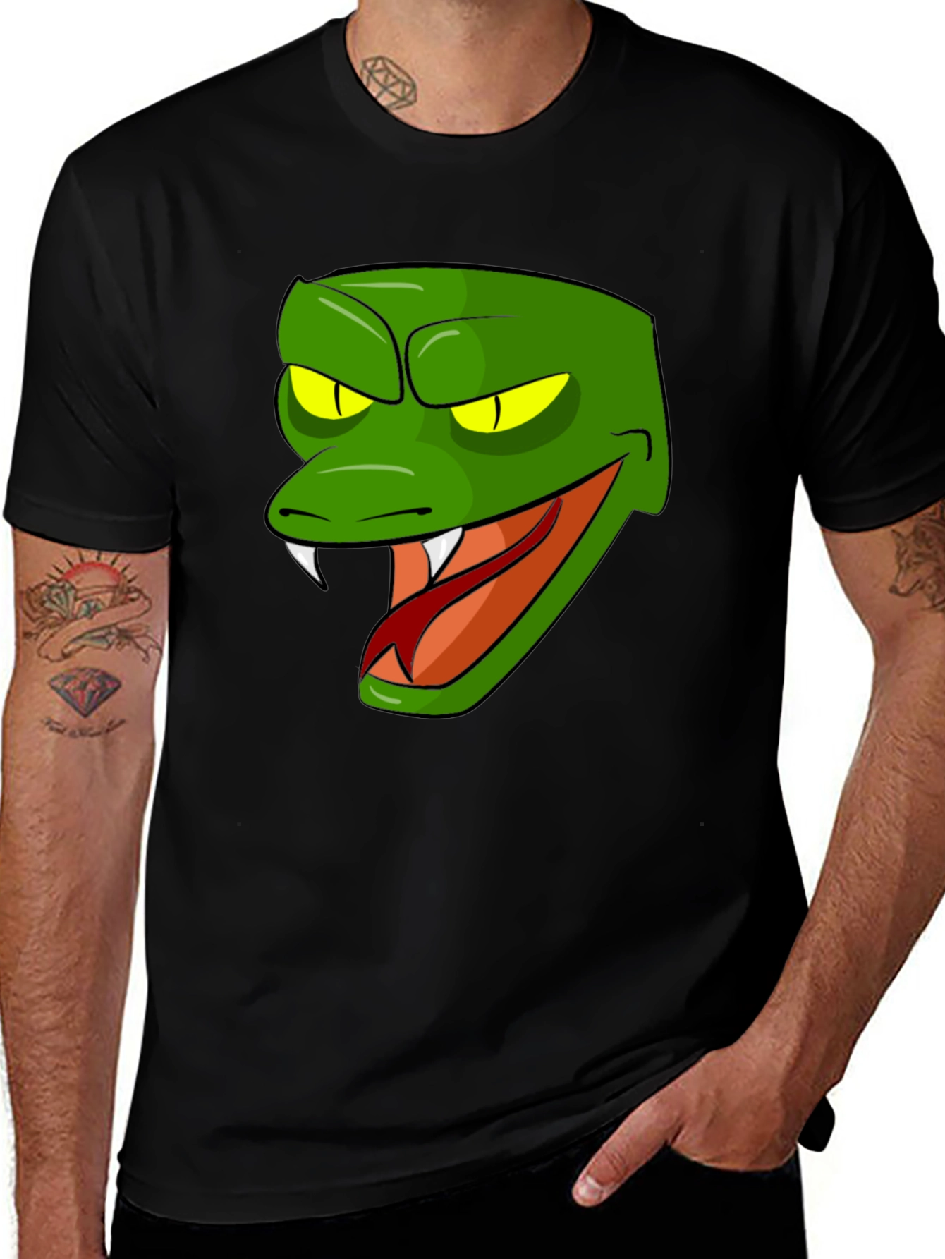 Variant 29 of Snake Graphic T-Shirt - Men's Black Cotton Tee