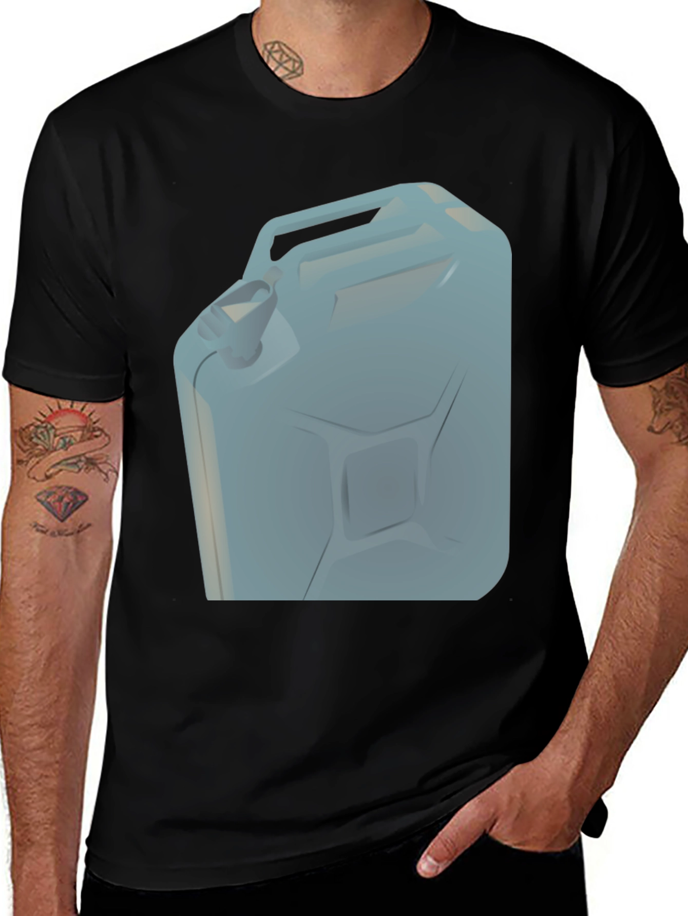Variant 2 of Novelty Gas Can Graphic Tee - Black Casual T-Shirt