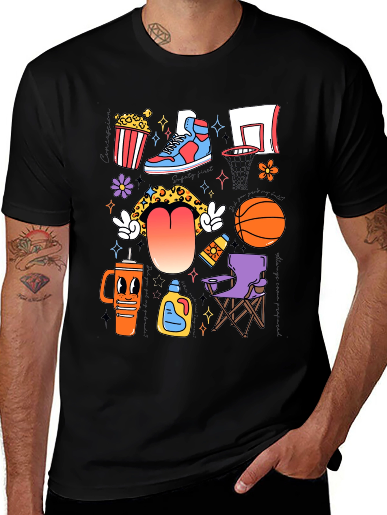 Variant 23 of Funky Basketball Lover's Graphic T-Shirt