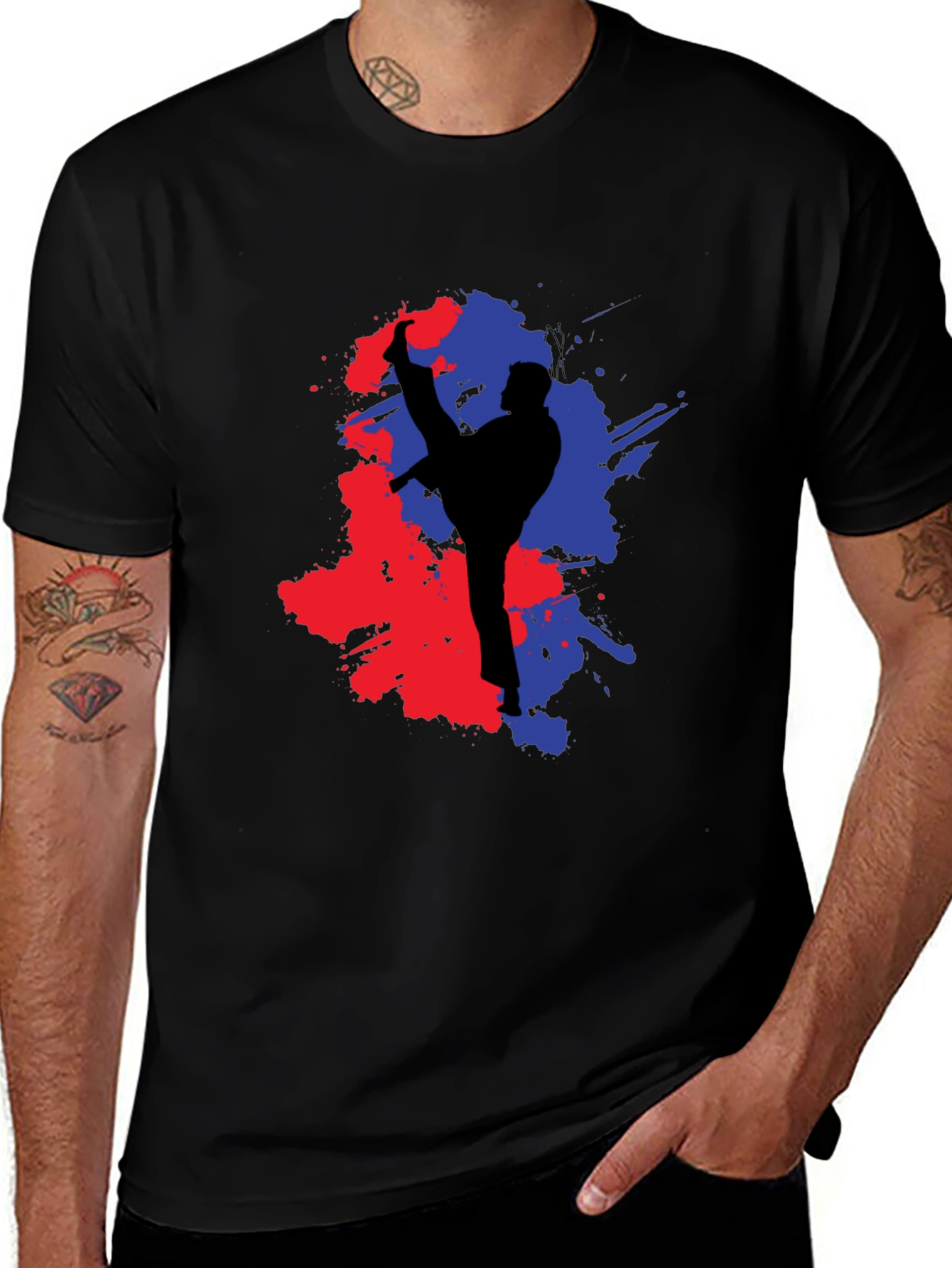 Variant 8 of Martial Arts Kick Black T-Shirt
