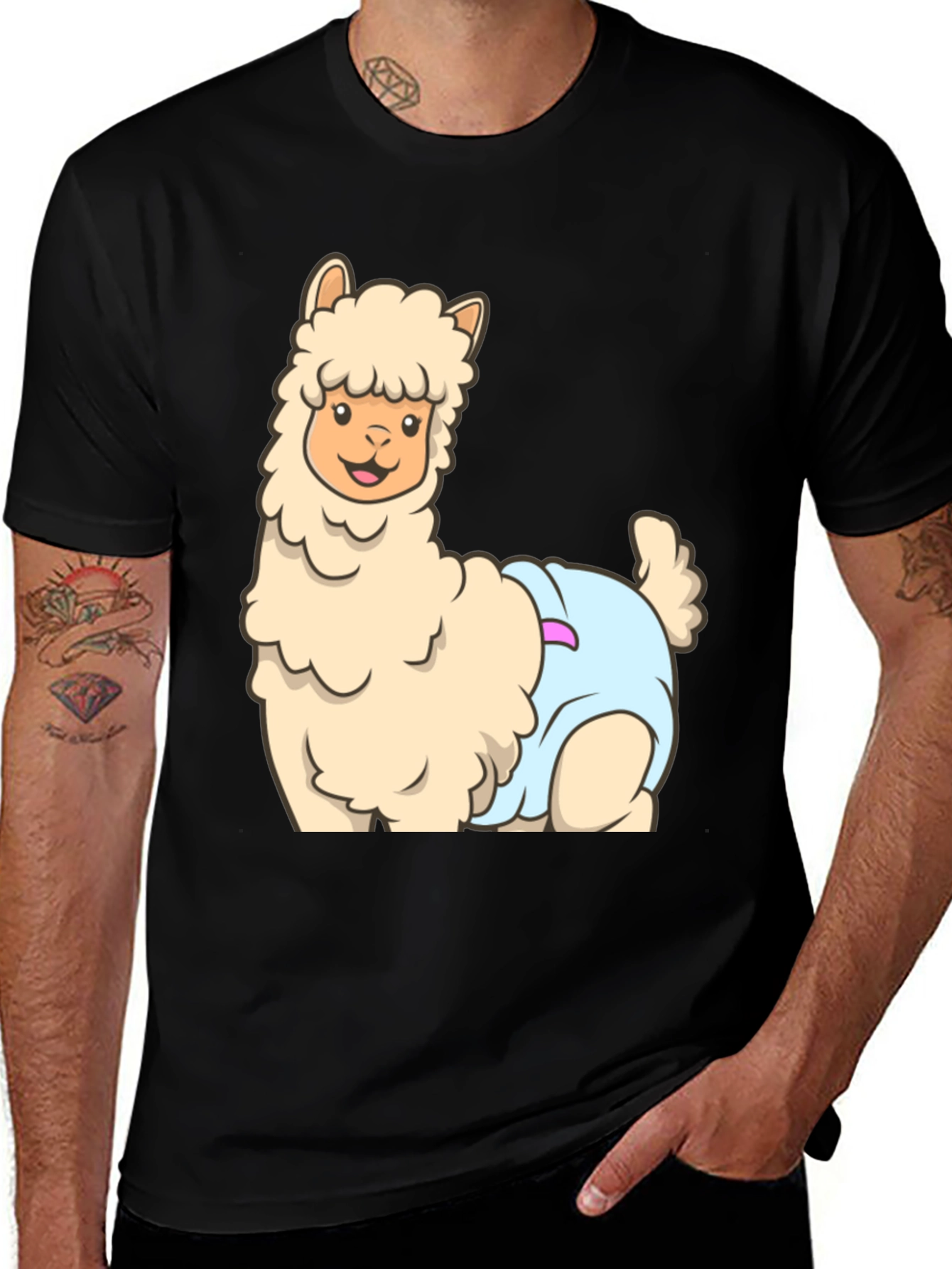 Variant 23 of Llama in Diaper Graphic T-Shirt