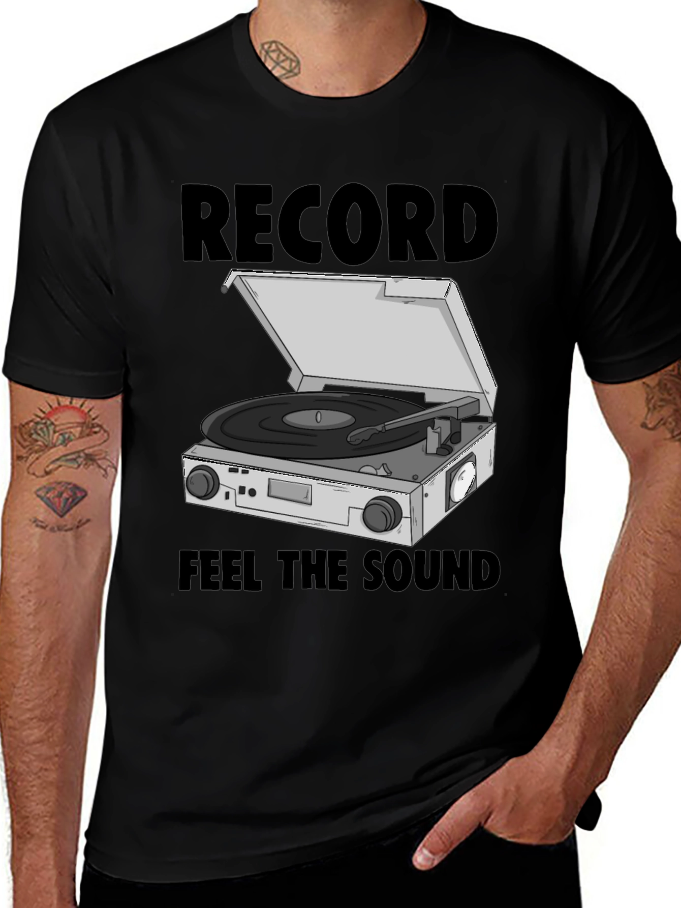 Variant 27 of Retro Record Player T-Shirt - Feel the Sound!