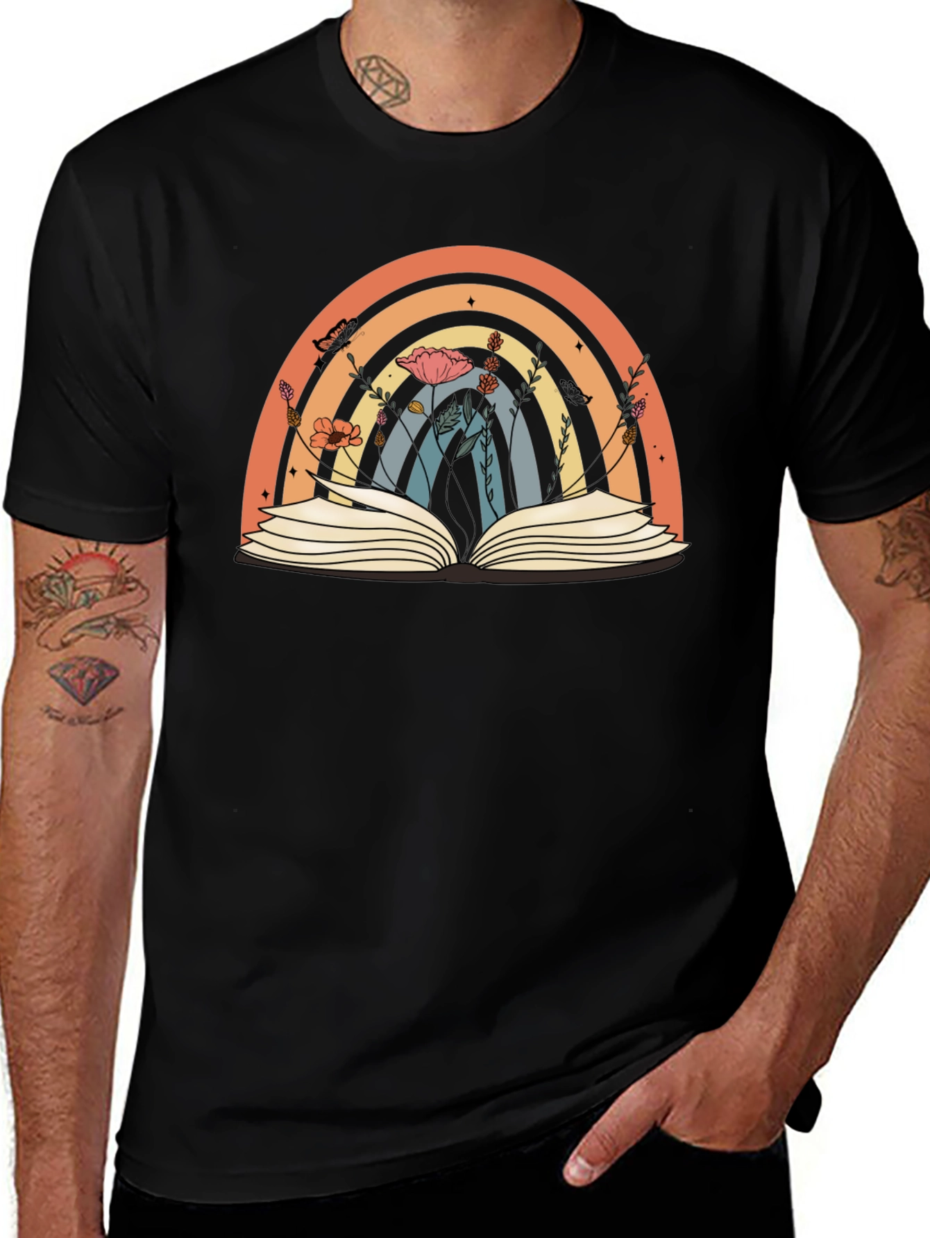 Variant 7 of Rainbow Book T-Shirt, Floral Book Lover Tee