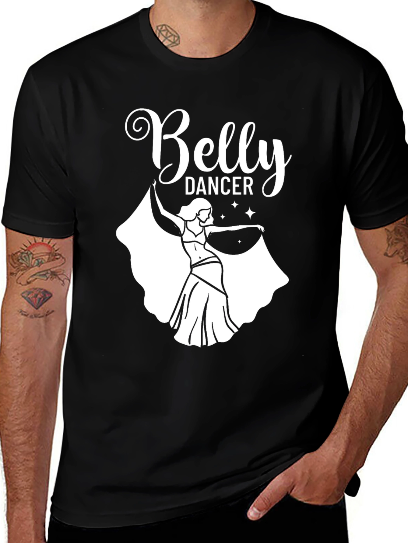 Variant 10 of Belly Dancer Graphic Tee - Men's Black T-Shirt