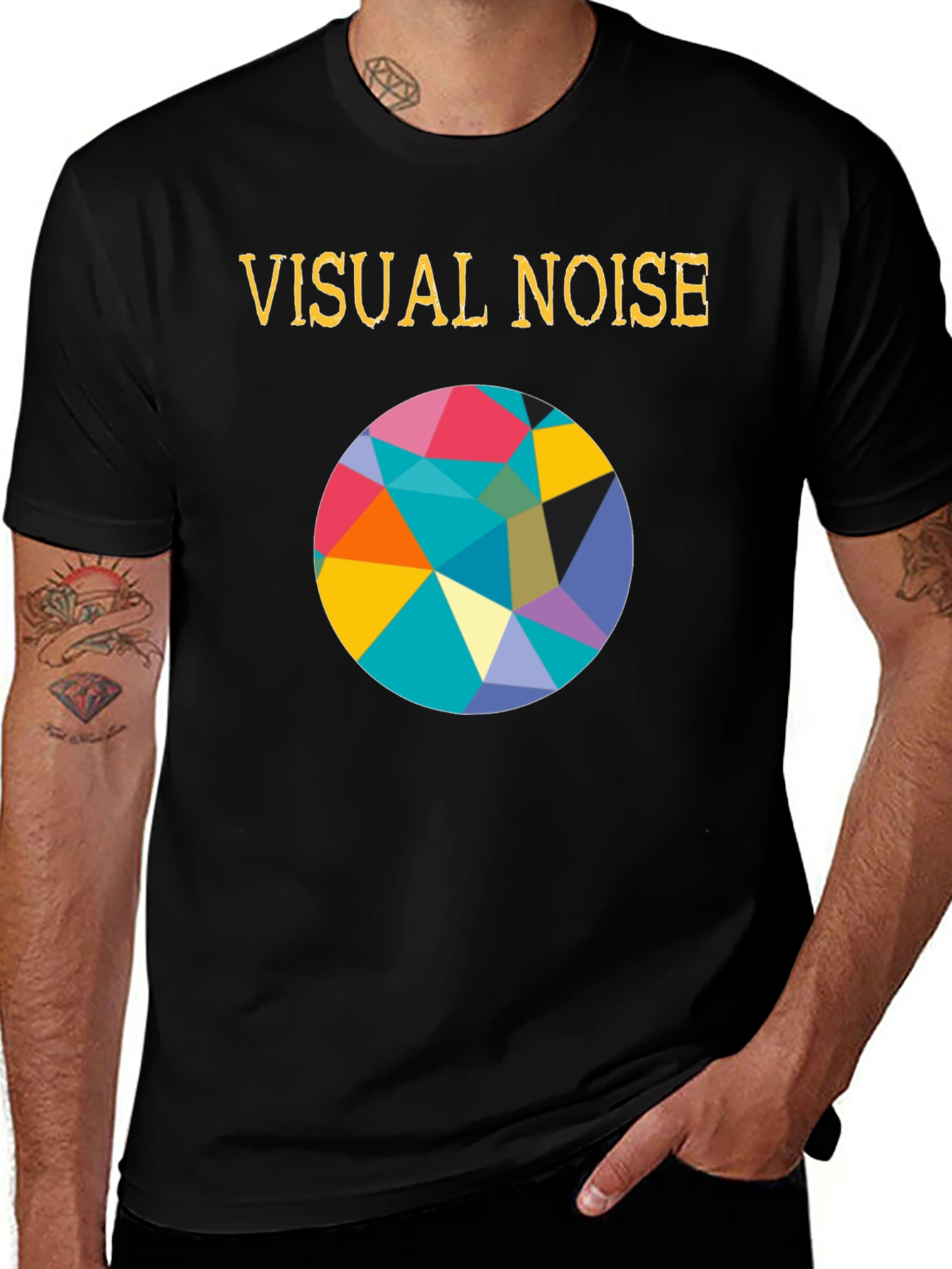 Variant 4 of Visual Noise Geometric Graphic Black T-Shirt