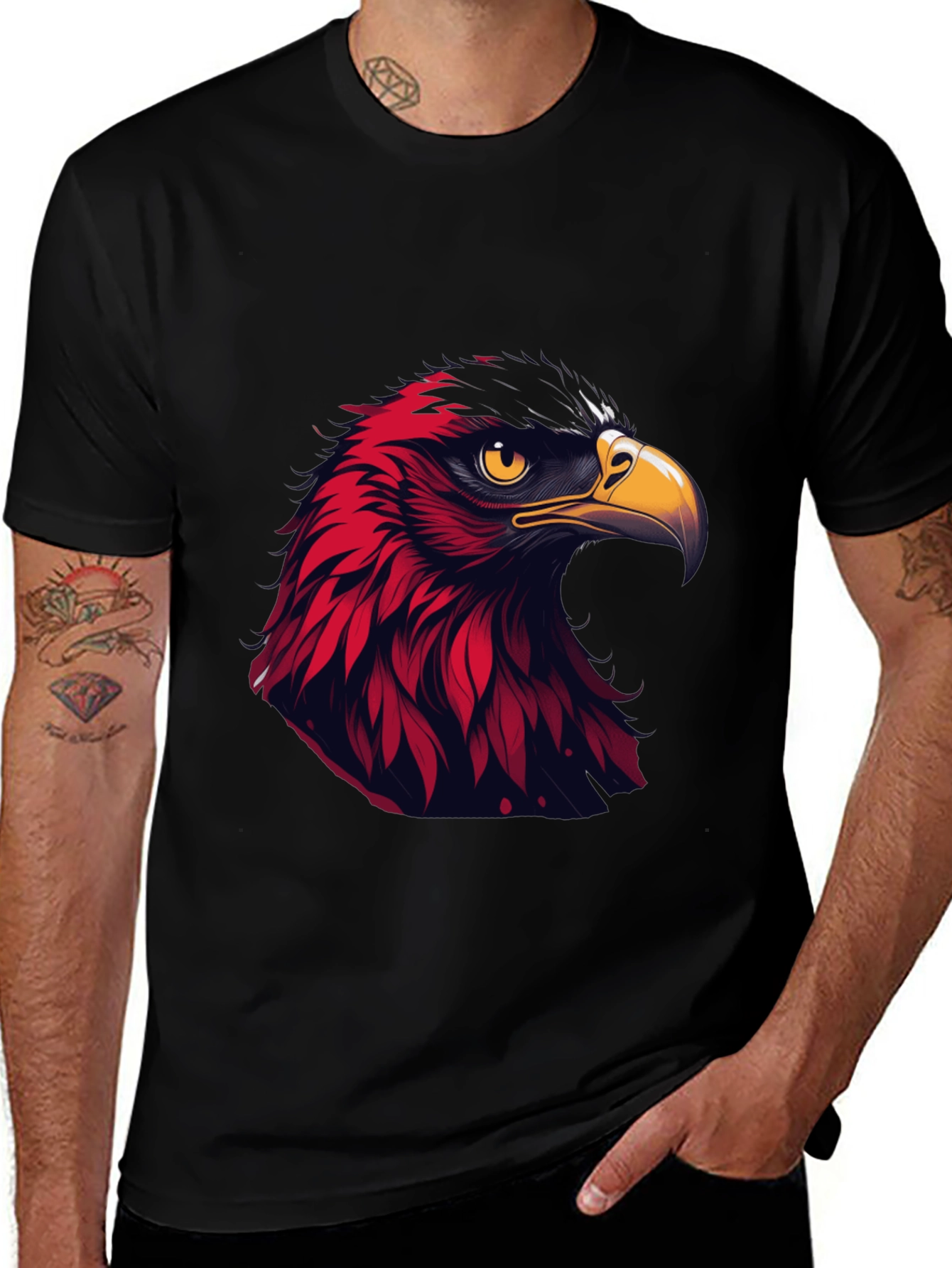 Variant 3 of Red Eagle Graphic Print Black T-Shirt