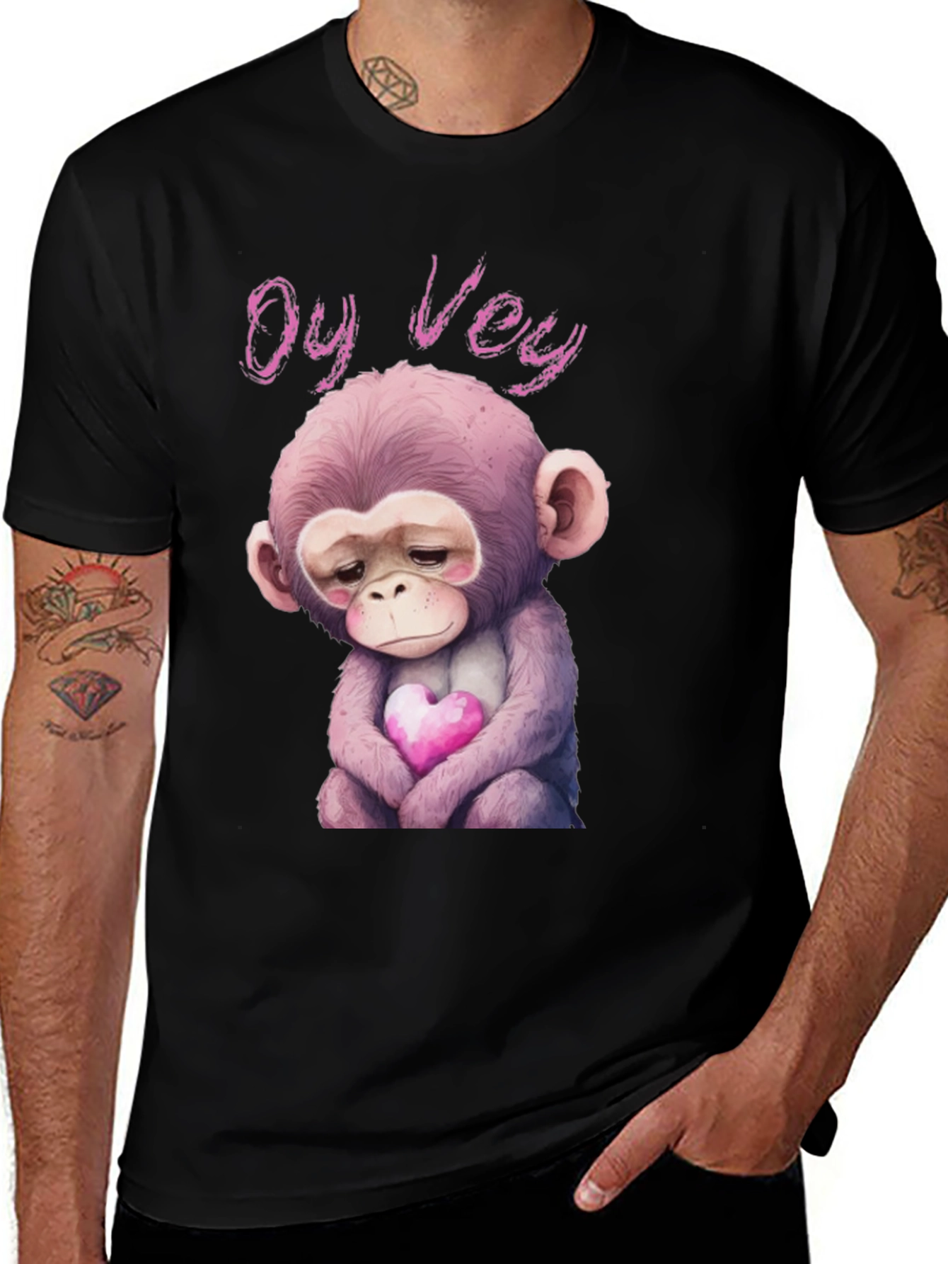 Variant 4 of Oy Vey Monkey Heart T-Shirt
