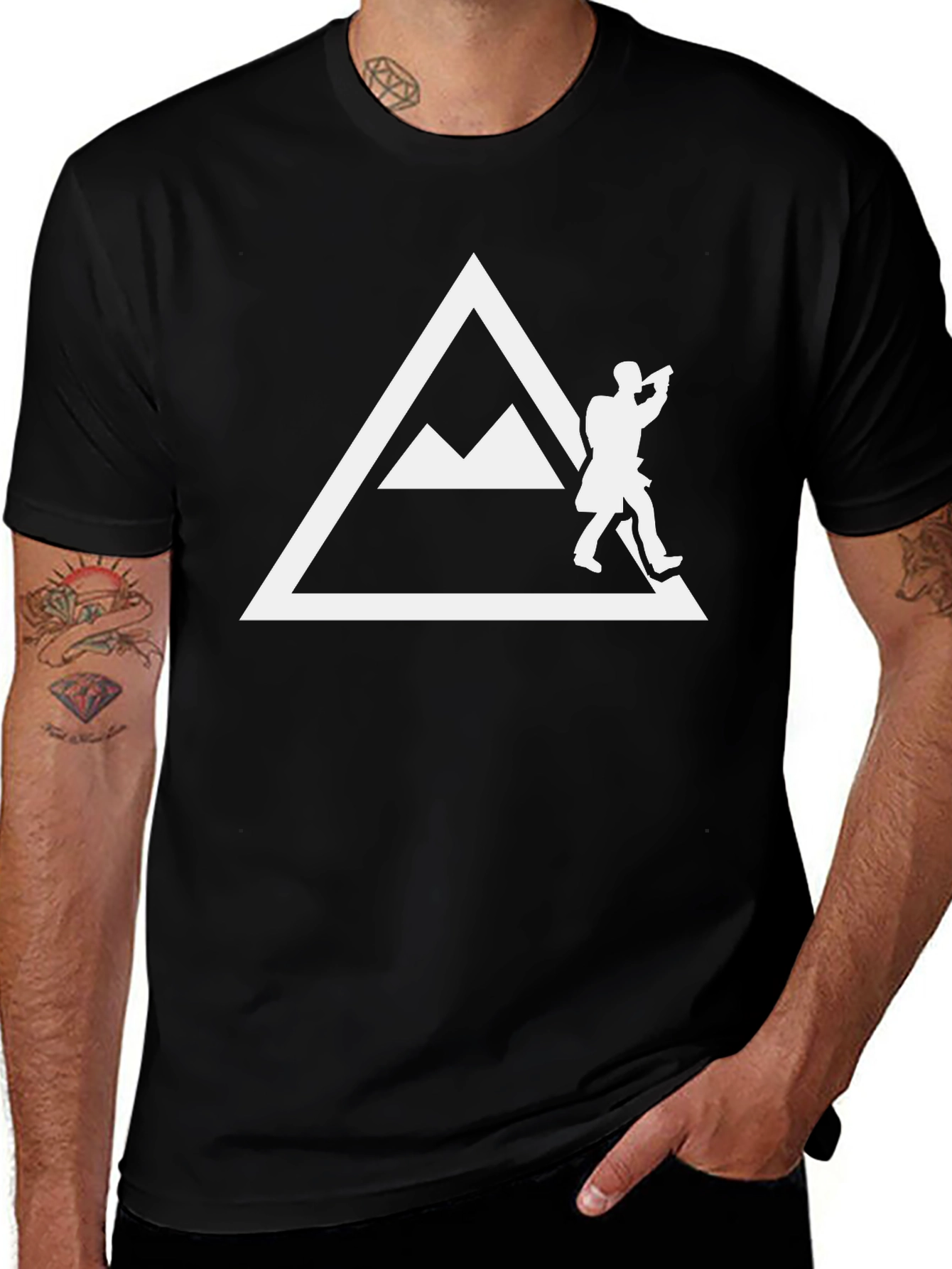 Variant 8 of Mountain Climber Graphic Tee - Black Cotton Shirt