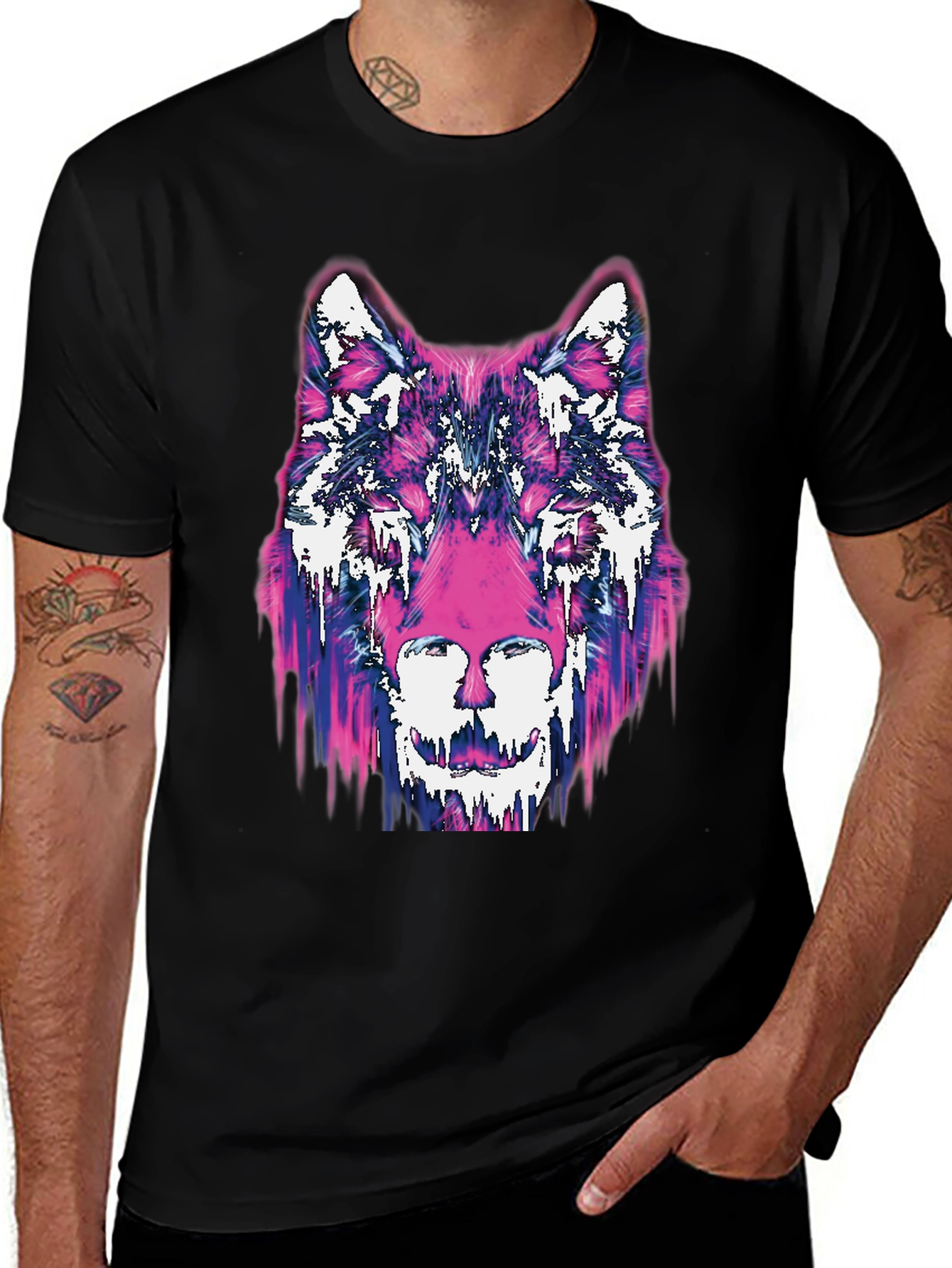 Variant 28 of Abstract Wolf Graphic Black T-Shirt