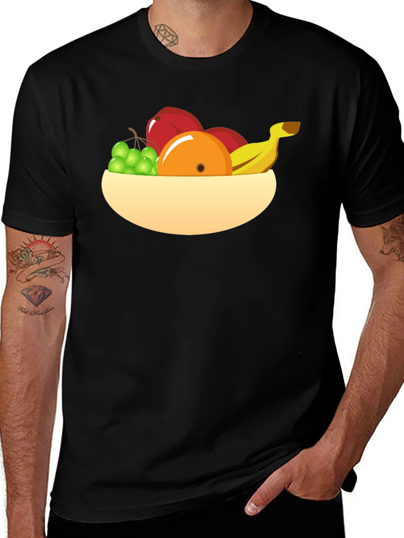 Fruit Bowl Graphic Tee - Casual Black T-Shirt