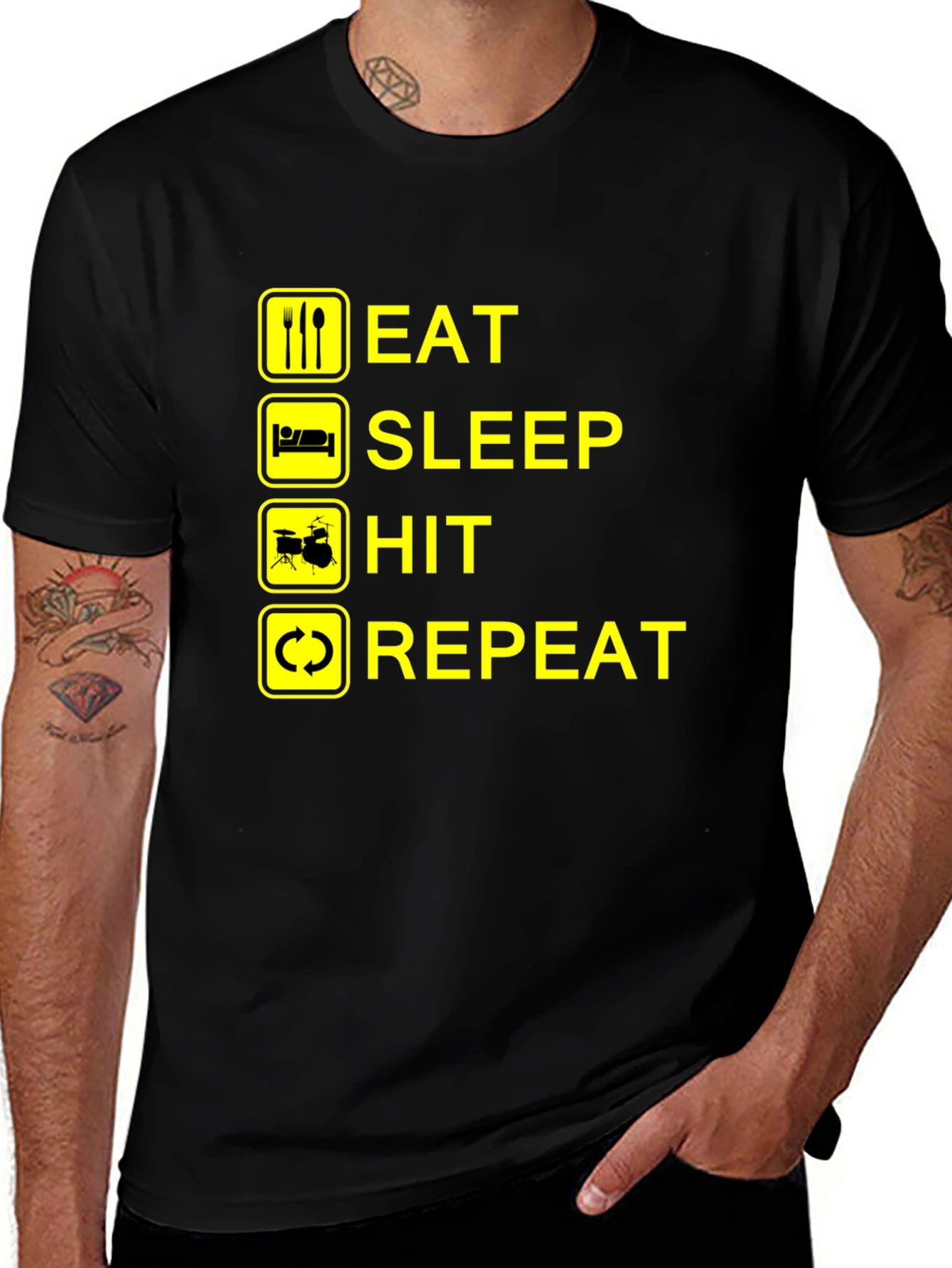 Variant 3 of Eat Sleep Hit Repeat Drummer T-Shirt