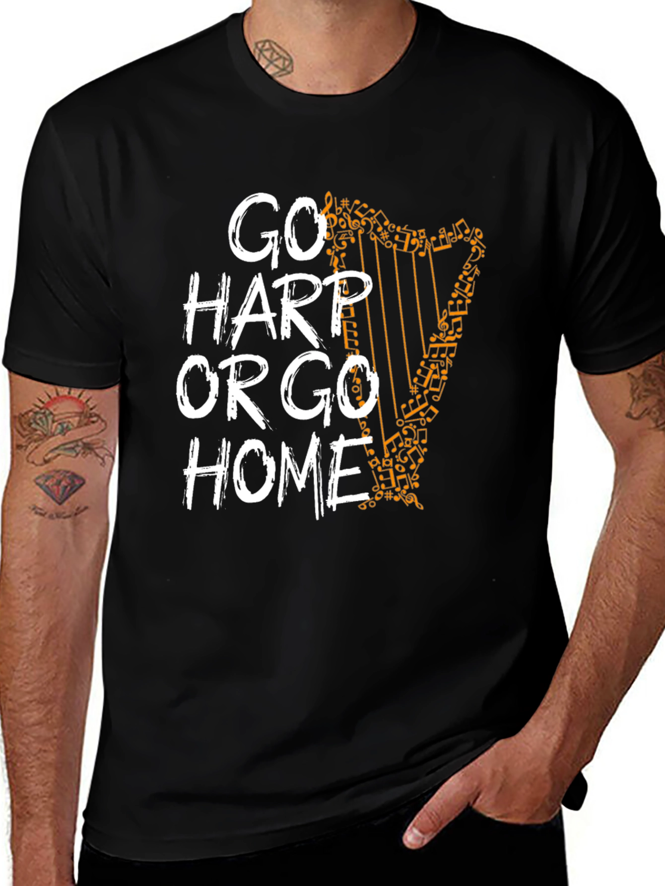 Variant 30 of Go Harp or Go Home T-Shirt - Music Lover Tee