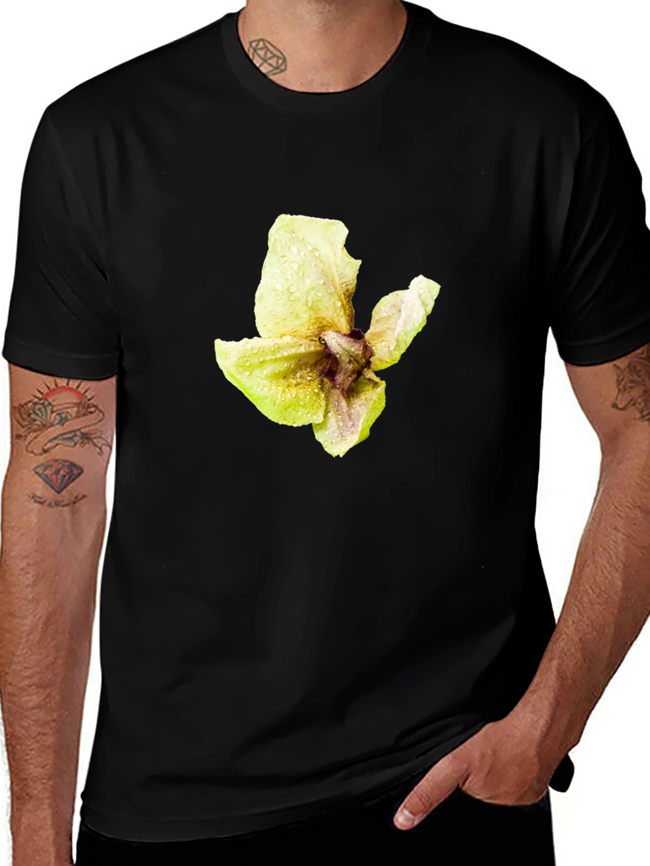 Variant 27 of Floral Graphic Black Tee - Stylish Men's Casual Wear