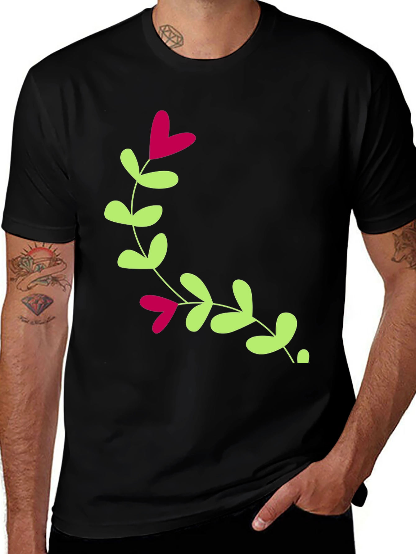 Variant 12 of Floral Vine Graphic Tee - Black