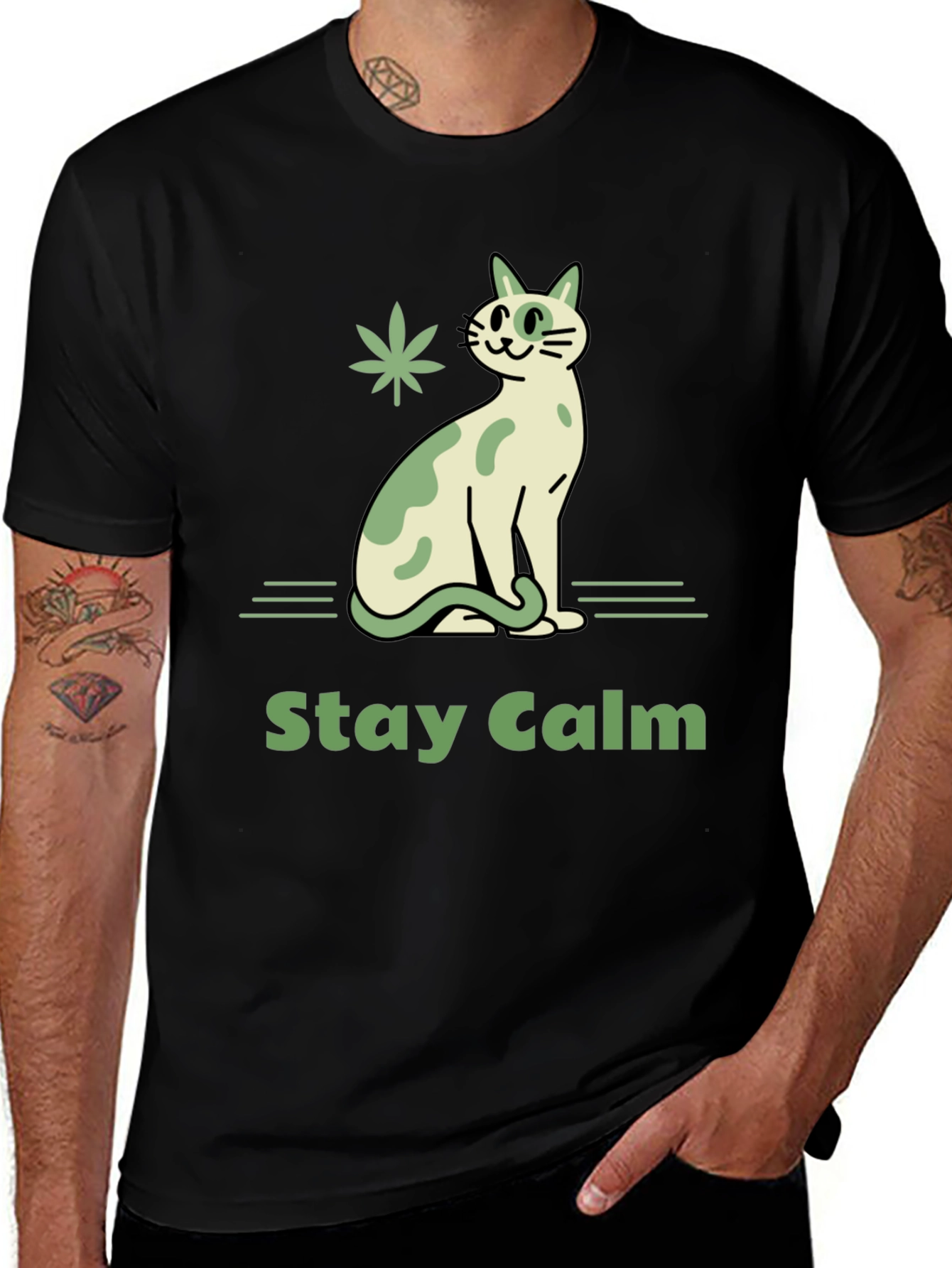 Variant 5 of Stay Calm Cat Graphic T-Shirt