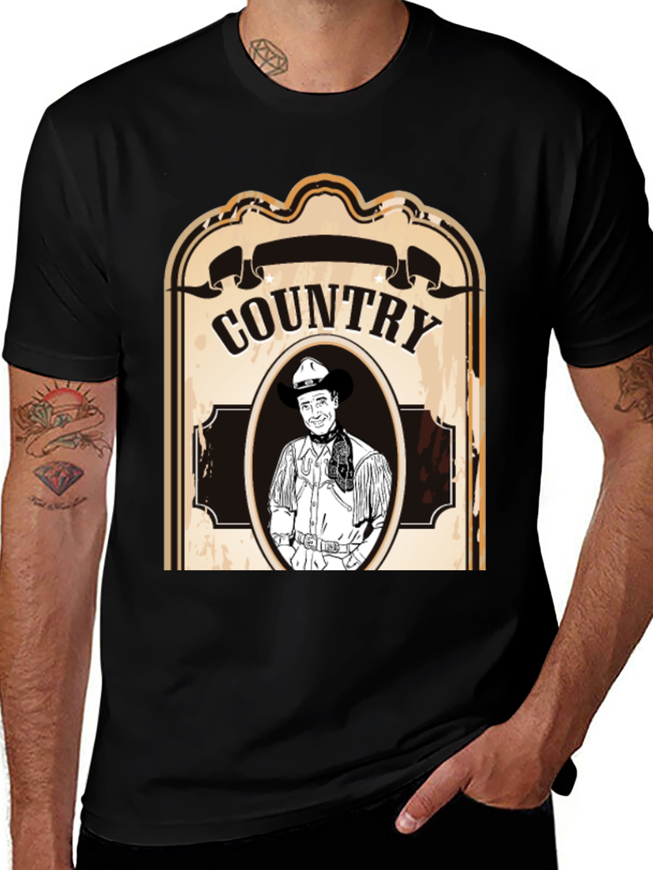 Variant 14 of Country Cowboy Graphic Tee - Black