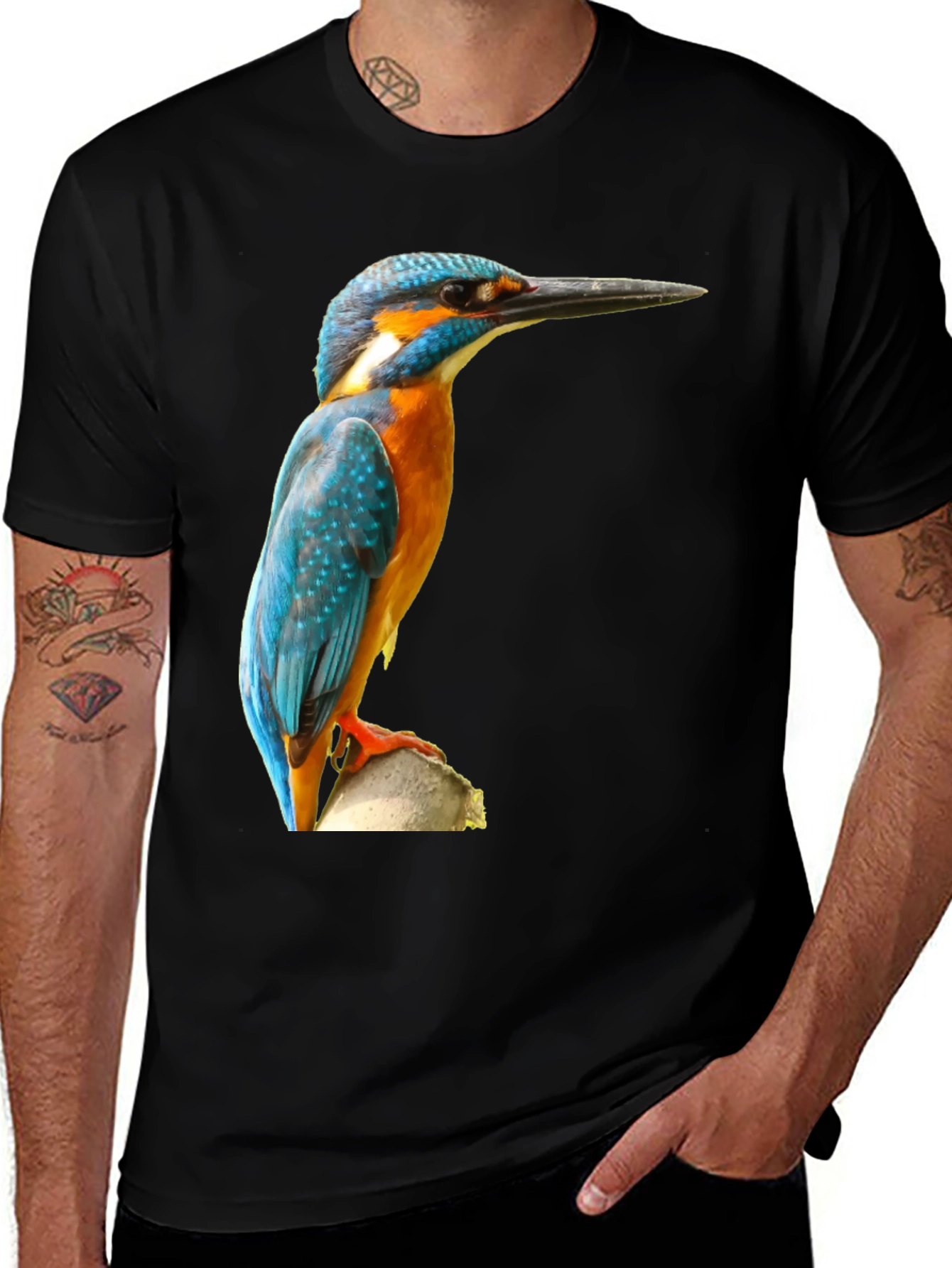 Variant 25 of Kingfisher Bird Print T-Shirt - Black