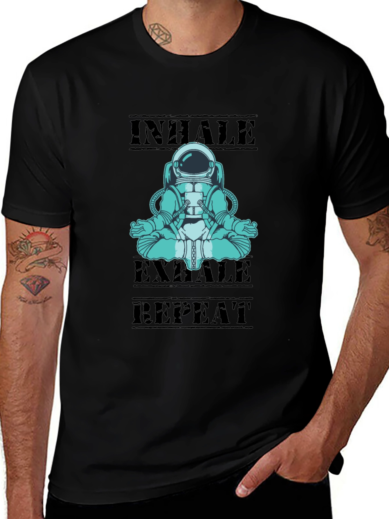 Variant 17 of Astronaut Meditation T-Shirt - Inhale Exhale Repeat