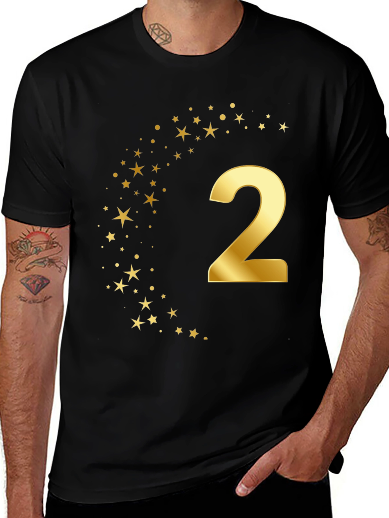Variant 15 of Golden Number Two Stars Birthday T-Shirt