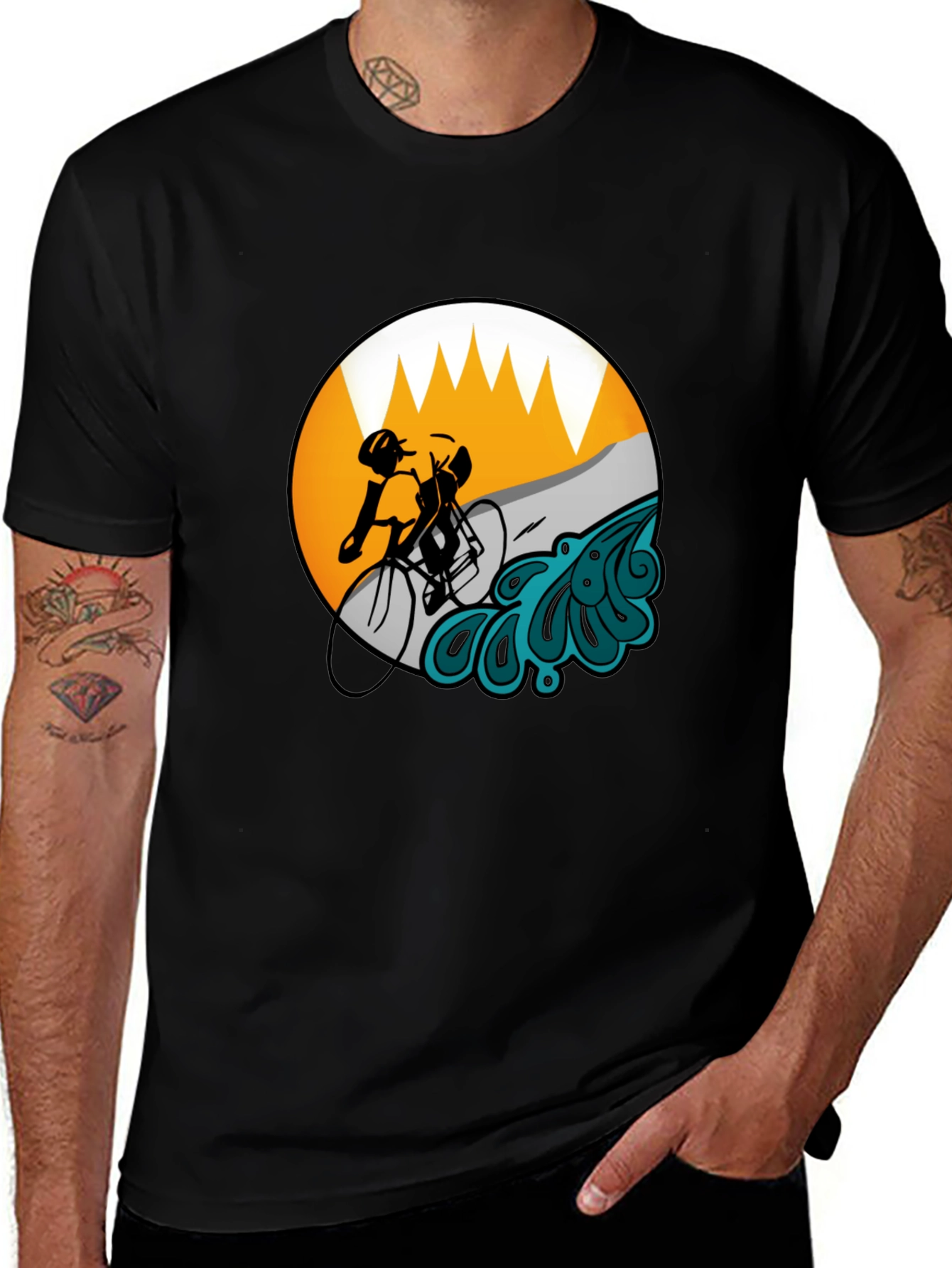 Variant 19 of Cyclist Graphic Tee - Mountain Bike Adventure Shirt