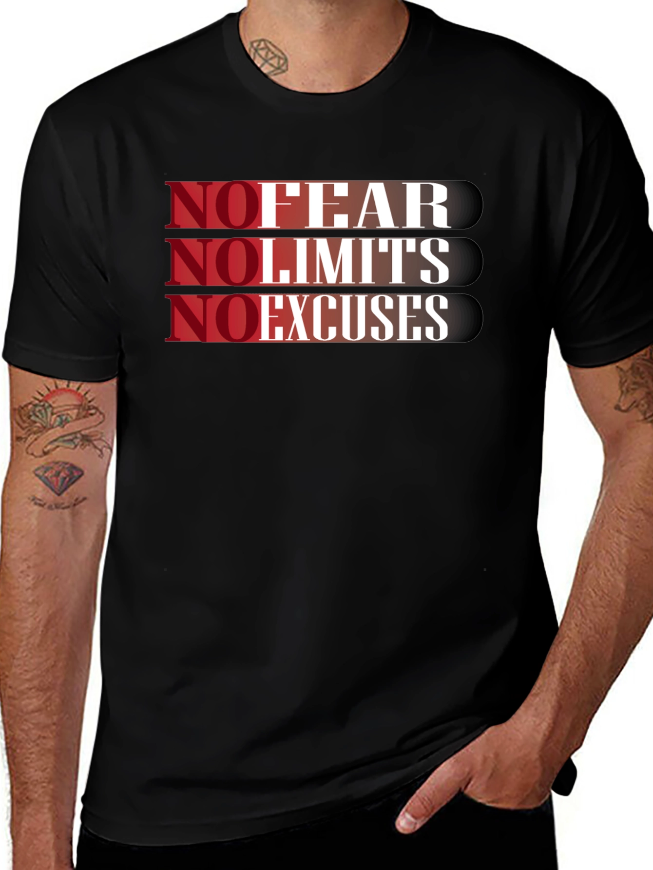 Variant 20 of No Fear, No Limits, No Excuses Black T-Shirt