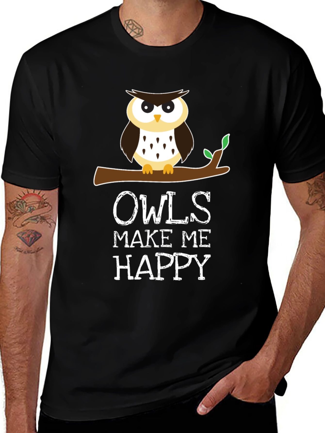 Variant 21 of Owls Make Me Happy Graphic Tee