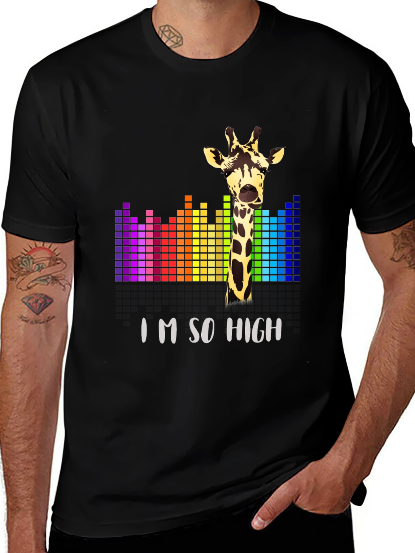 Variant 19 of I'm So High Giraffe Graphic T-Shirt - Men's Black Tee