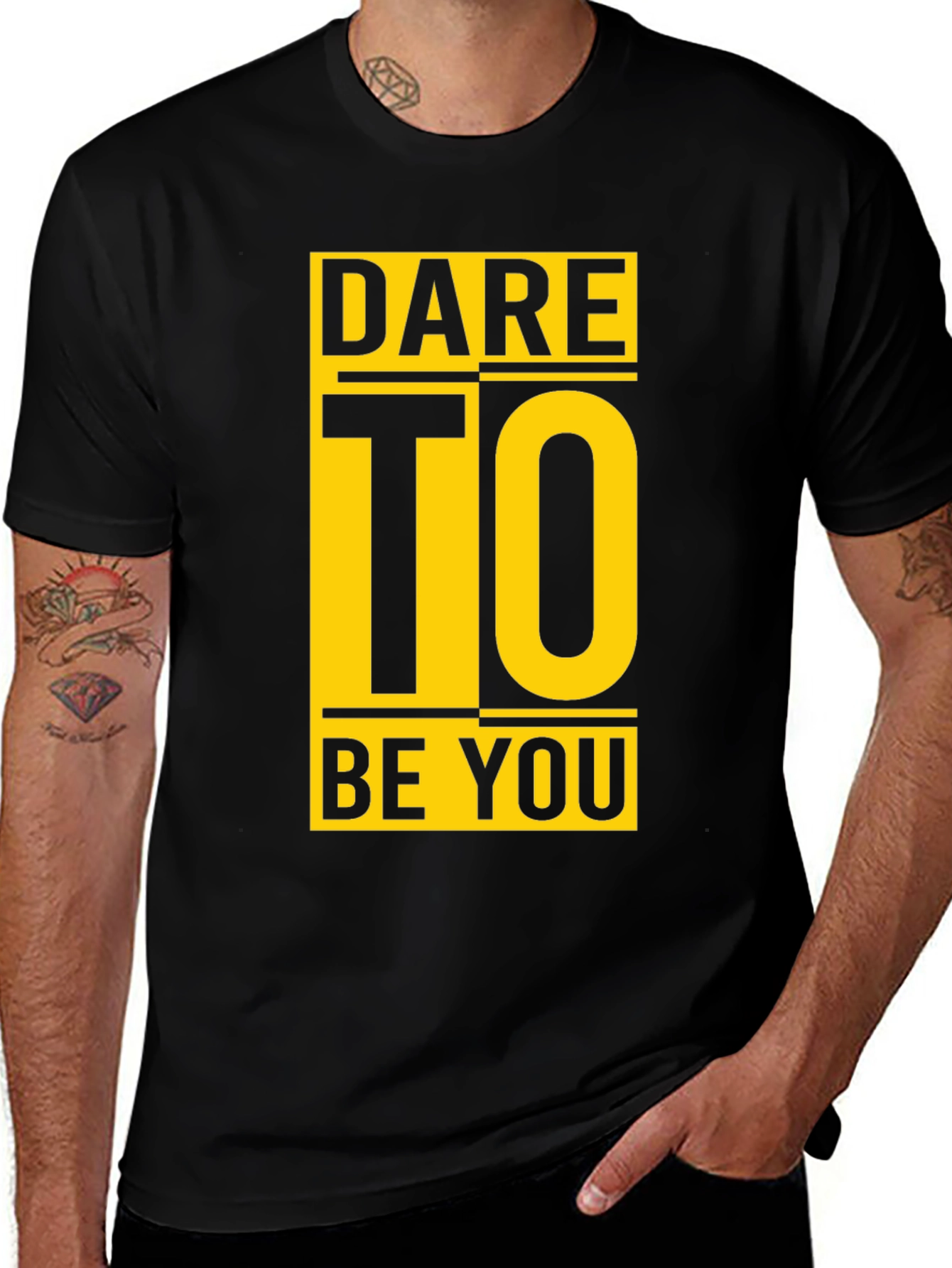 Variant 12 of Dare To Be You Graphic Black T-Shirt
